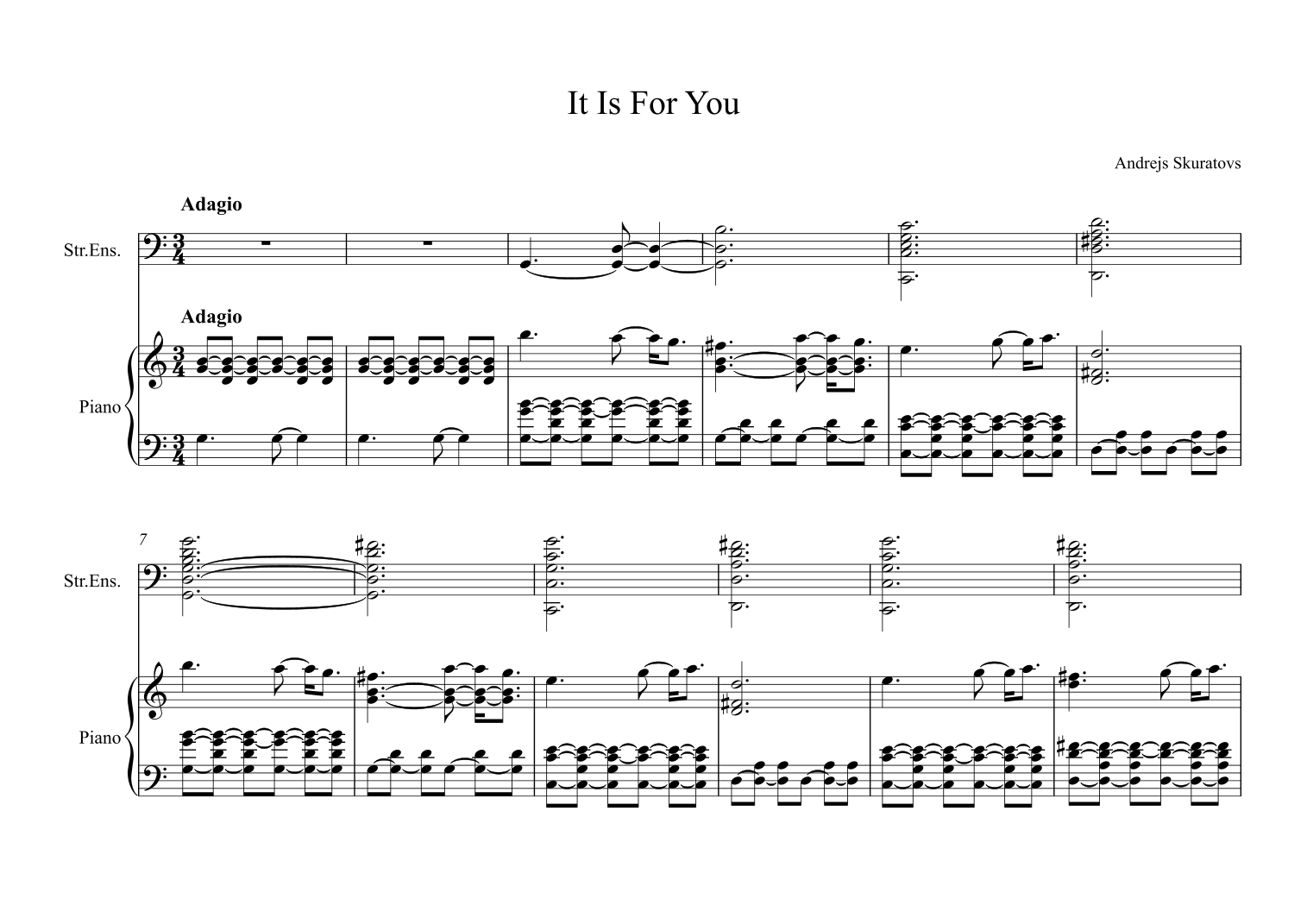 It Is For You in G major, Op. 13: Adagio by Andrejs Skuratovs (Skuratov Andrew) Full Orchestra