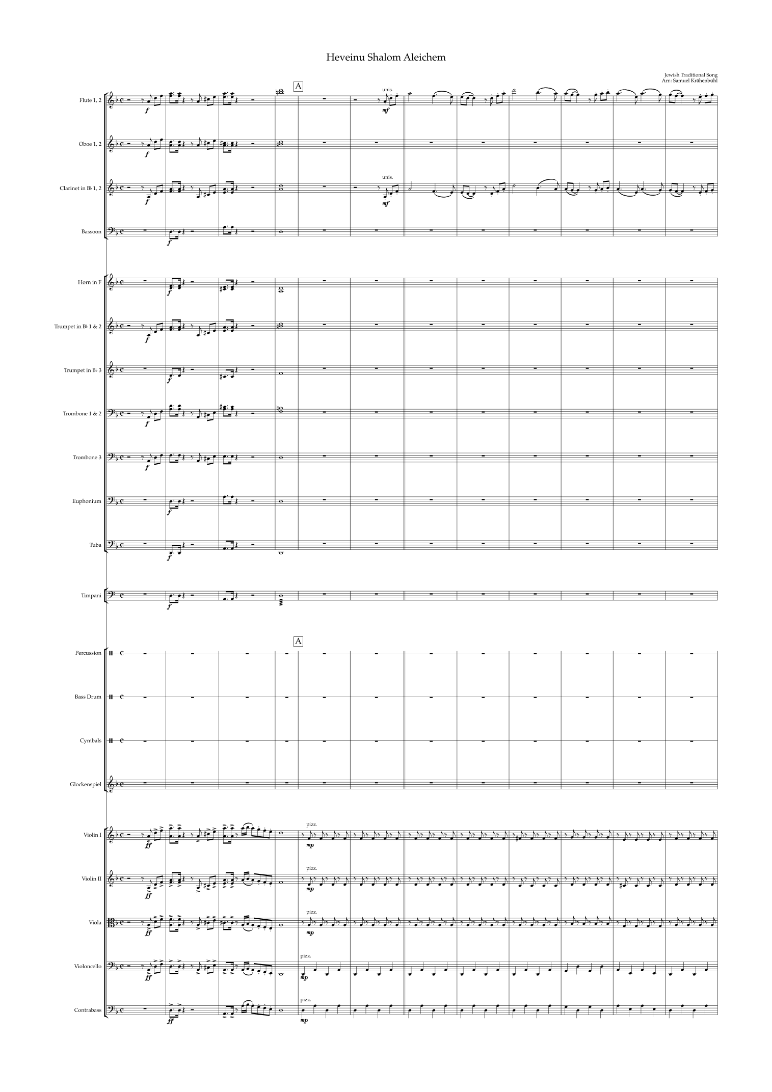 Heveinu Shalom Aleichem (arr. Samuel Krähenbühl) by A Jewish Traditional Song Full Orchestra