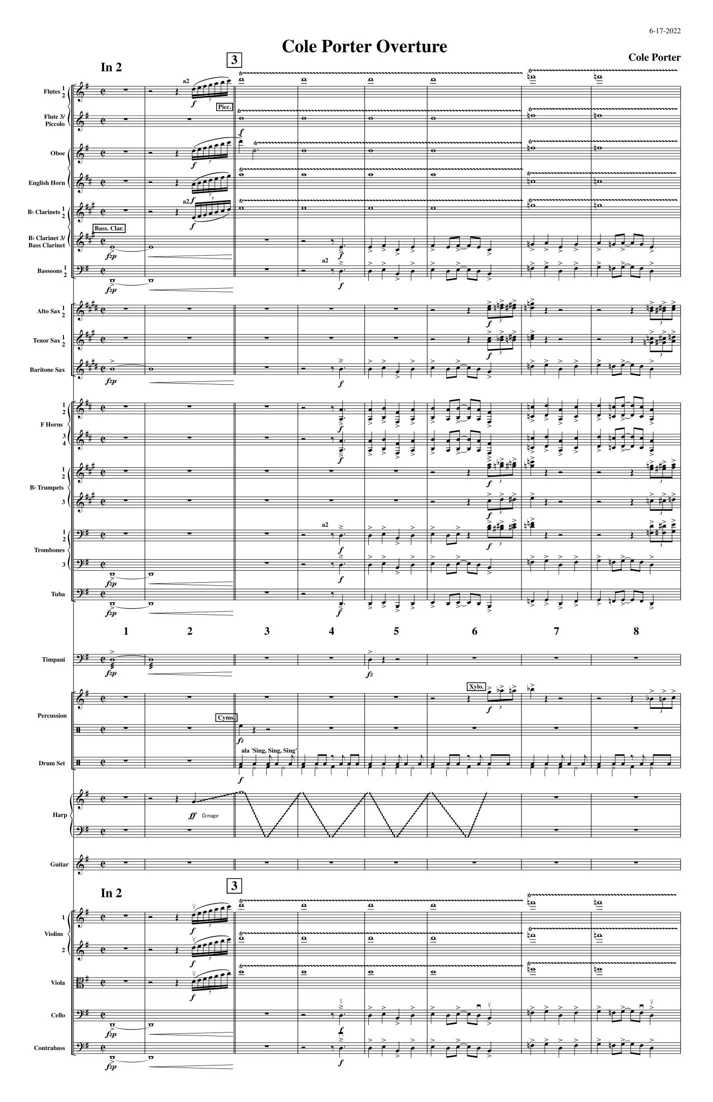 Cole Porter Medley - Score Only (arr. Everly) by Cole Porter Full Orchestra (科尔·波特组曲 - 仅总谱,Everly 编曲 - 管弦乐团) - 预览
