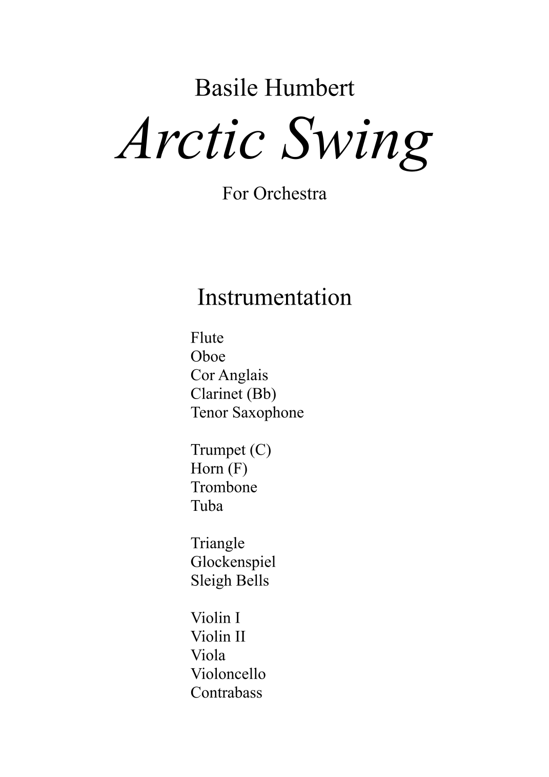 Basile Humbert 的 Arctic Swing 管弦乐团版 - 预览