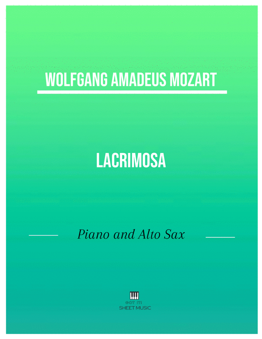 Mozart Lacrimosa Piano And Alto Sax arr ANDRE LAITANO By 