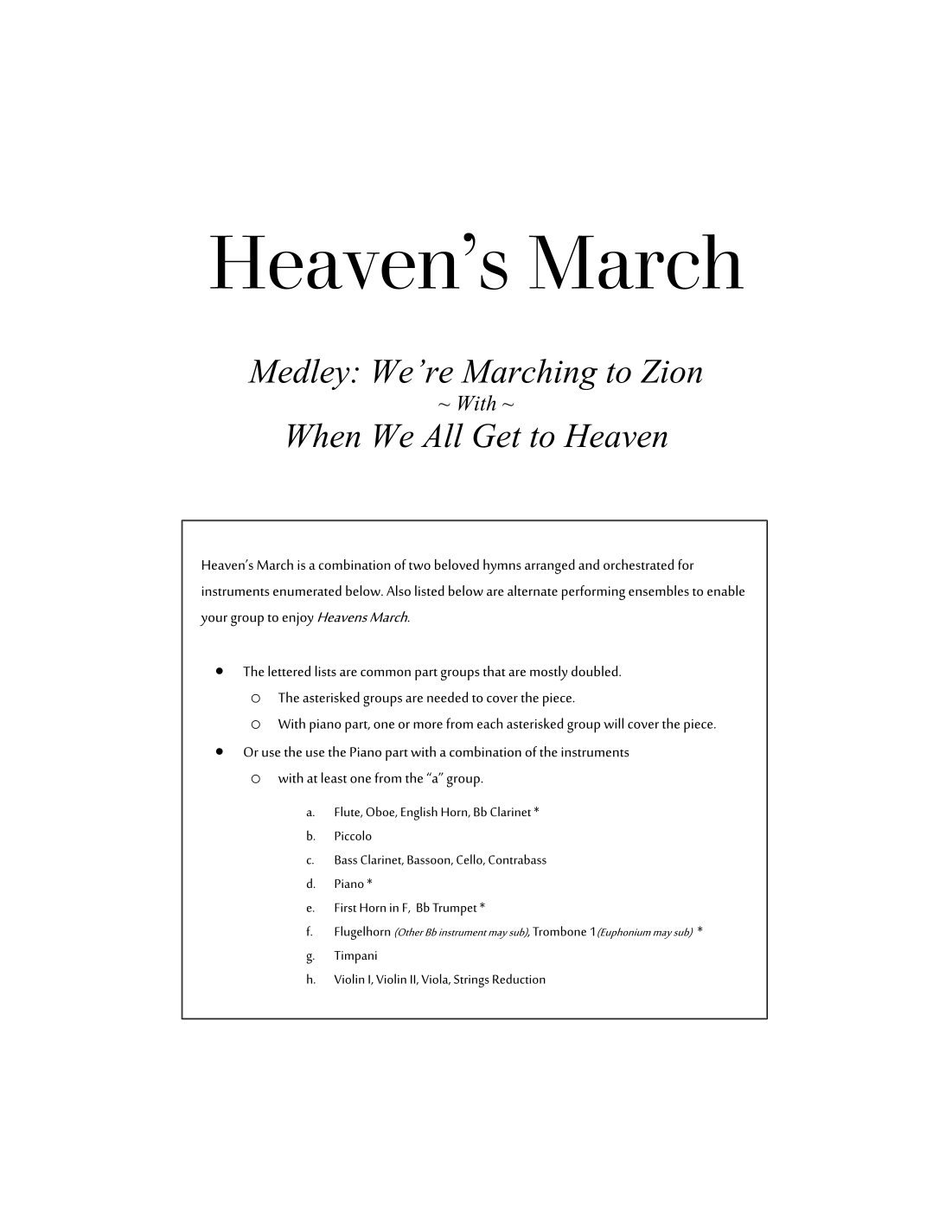 Heaven's March (arr. Klint Kallies) - Traditional hymns (全编制管弦乐团) - 预览