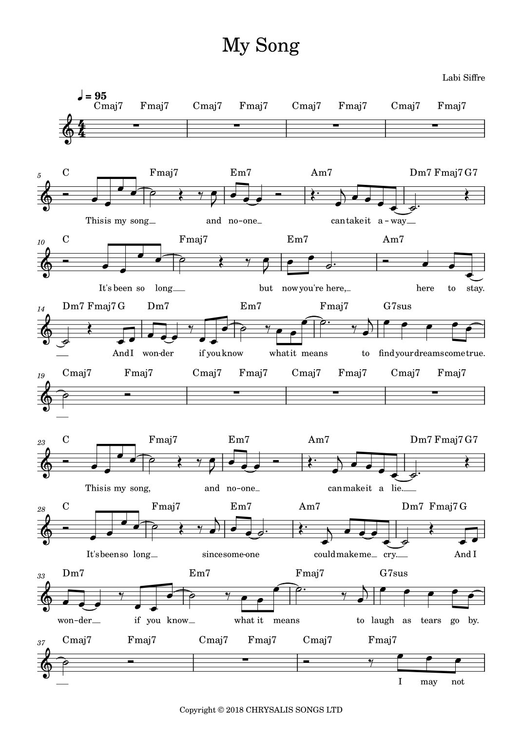 My Song by Labi Siffre Sheet Music for Lead Sheet / Fake Book (arr ...