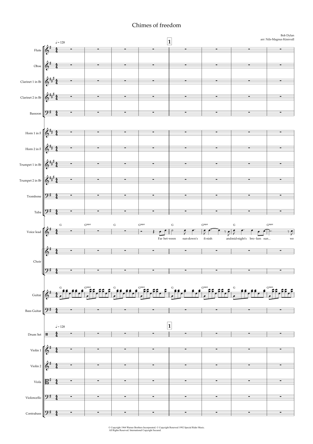 Chimes Of Freedom (arr. Nils-Magnus Kinnvall) by Bob Dylan Full Orchestra