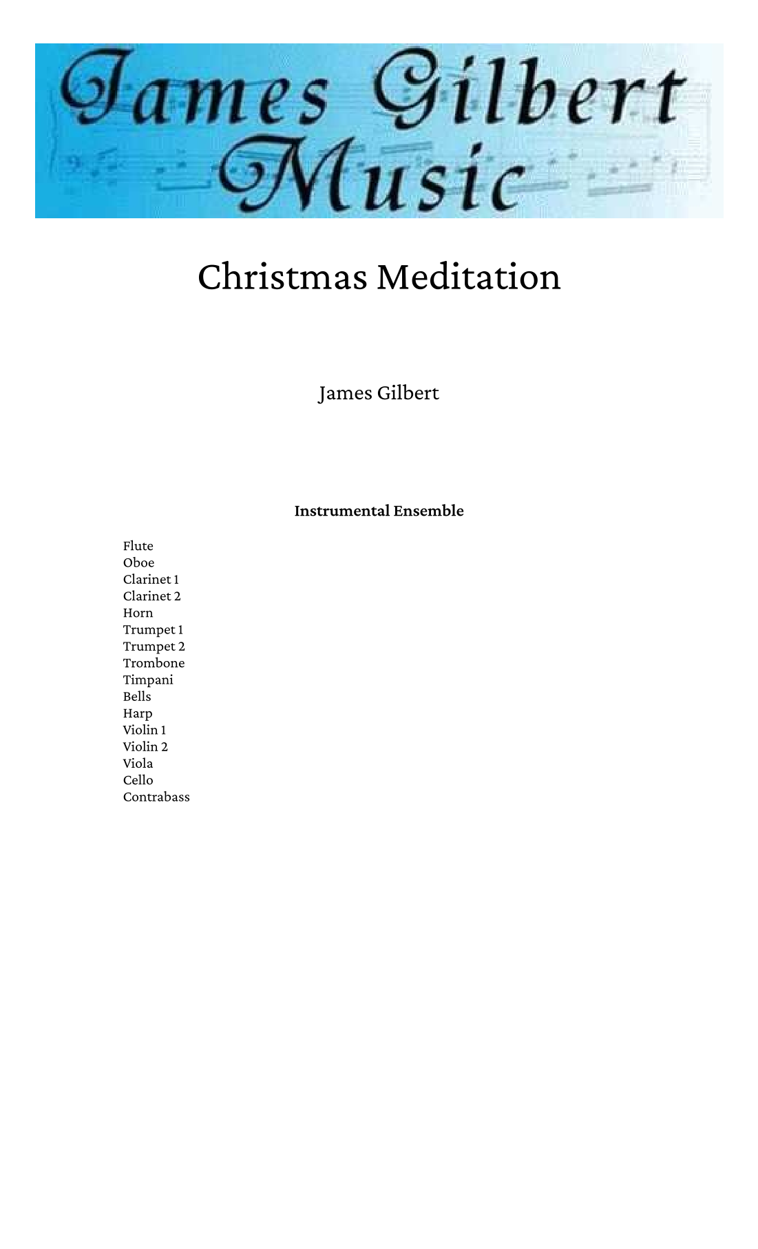 Christmas Meditation (arr. James Gilbert) by Various Composers Full Orchestra