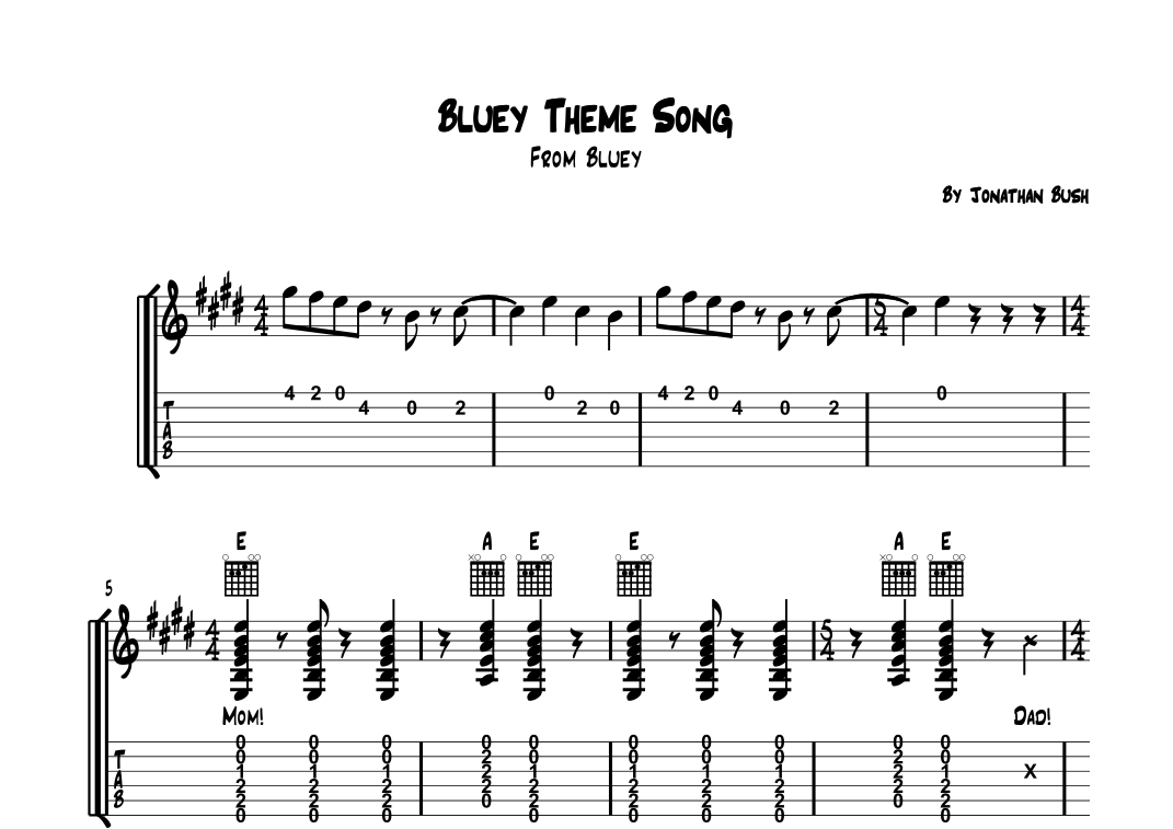 Bluey Theme Song (arr. Bronson Ferdinand Wright) Partituras Digitales