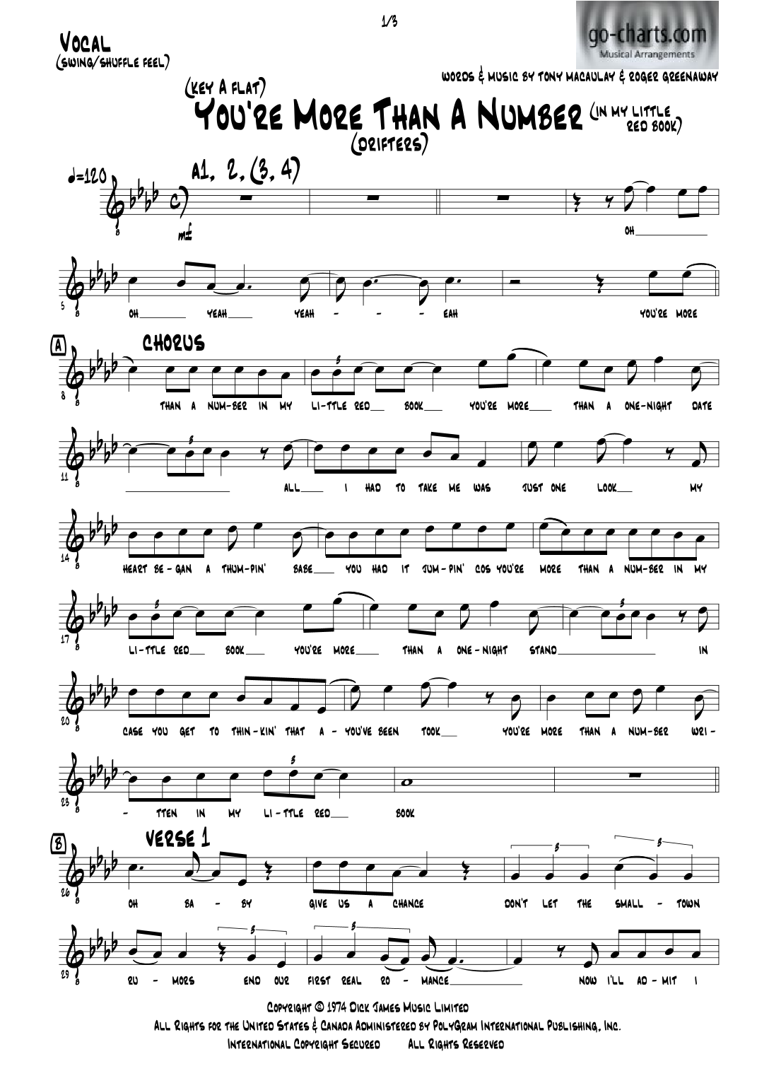 You're More Than A Number In My Little Red Book (arr. Andy Davidson go-charts.com) by The Drifters Full Orchestra