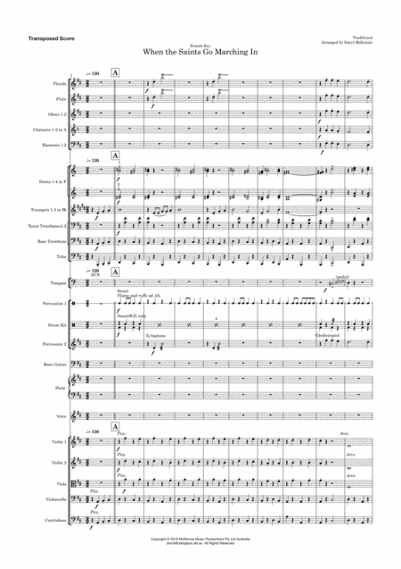 When the Saints Go Marching In - Vocal with Orchestra Key of D (arr. Daryl McKenzie) by Traditional Full Orchestra