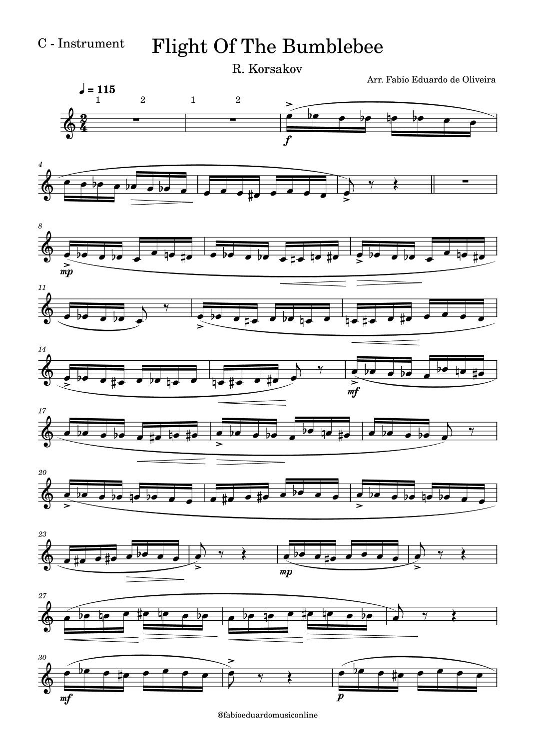 The Flight Of The Bumblebee Sheet Music Fabio Eduardo de Oliveira