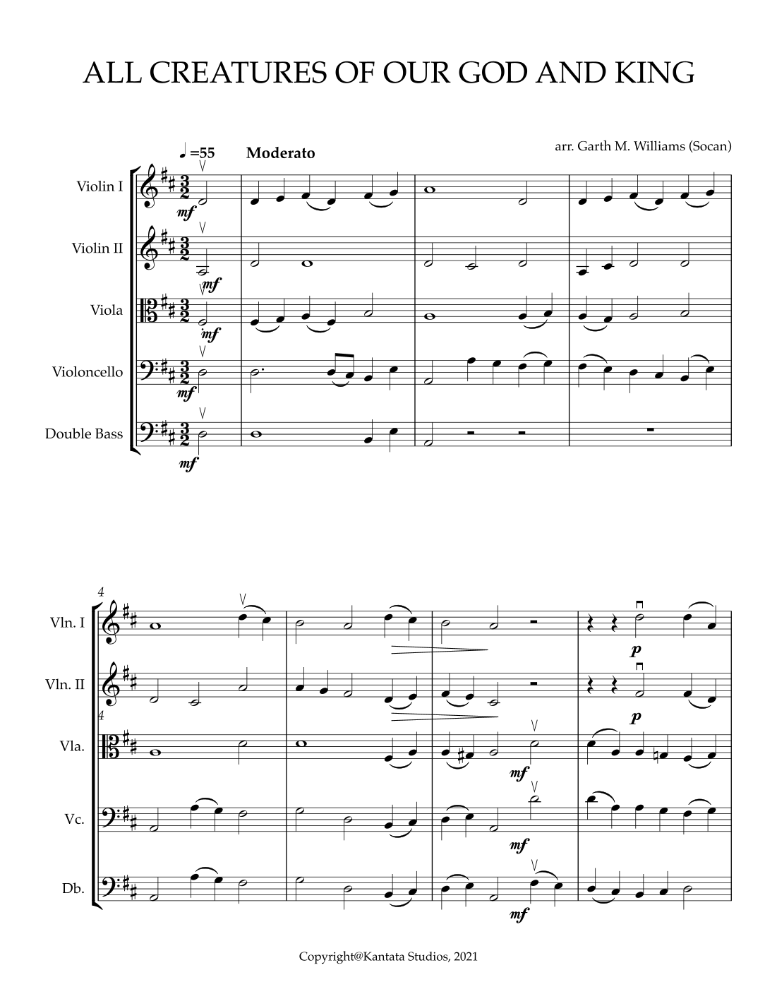 ALL CREATURES OF OUR GOD AND KING FOR FULL ORCHESTRA (arr. Garth Williams) by Garth Williams 管弦乐团 - 预览