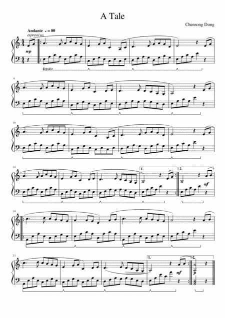 A Tale Noten | Chensong Dong | Klavier, leicht