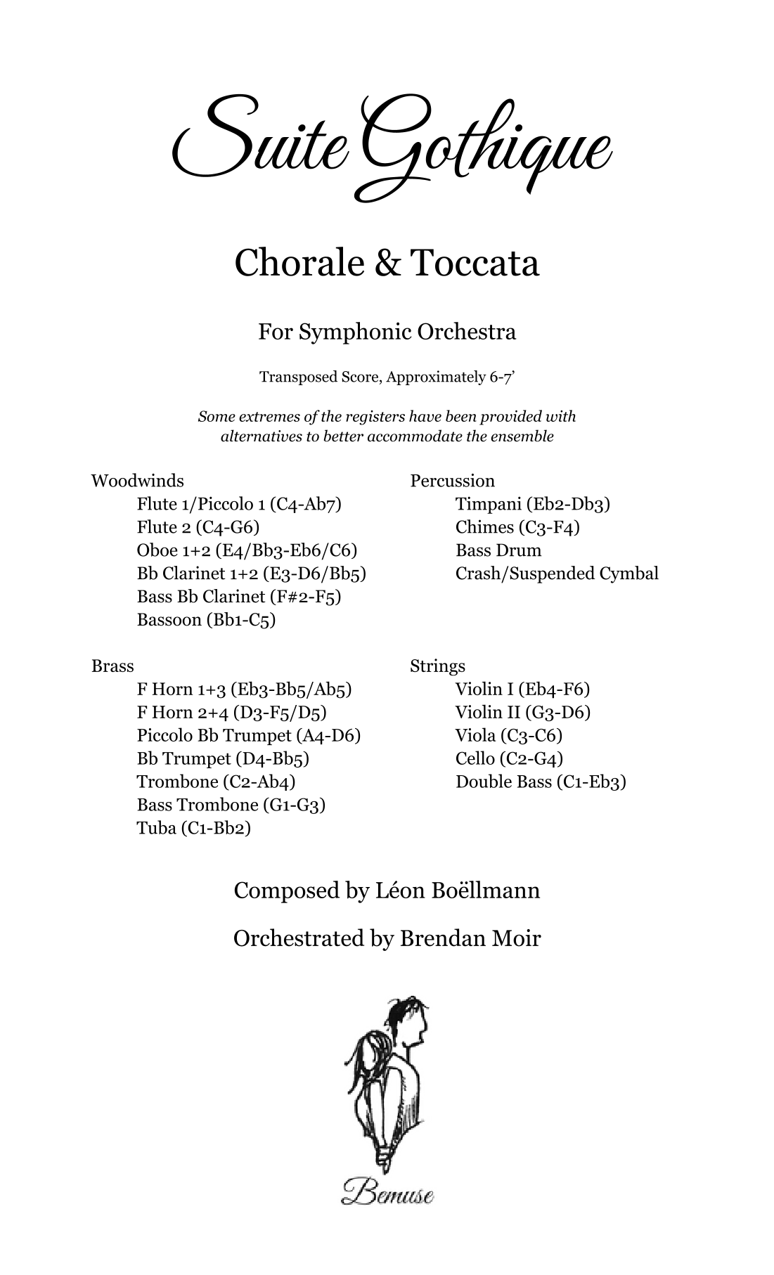 Suite Gothique: Chorale & Toccata (总谱 + 分谱) (arr. Brendan Moir) by Léon Böellmann 管弦乐团 - 预览