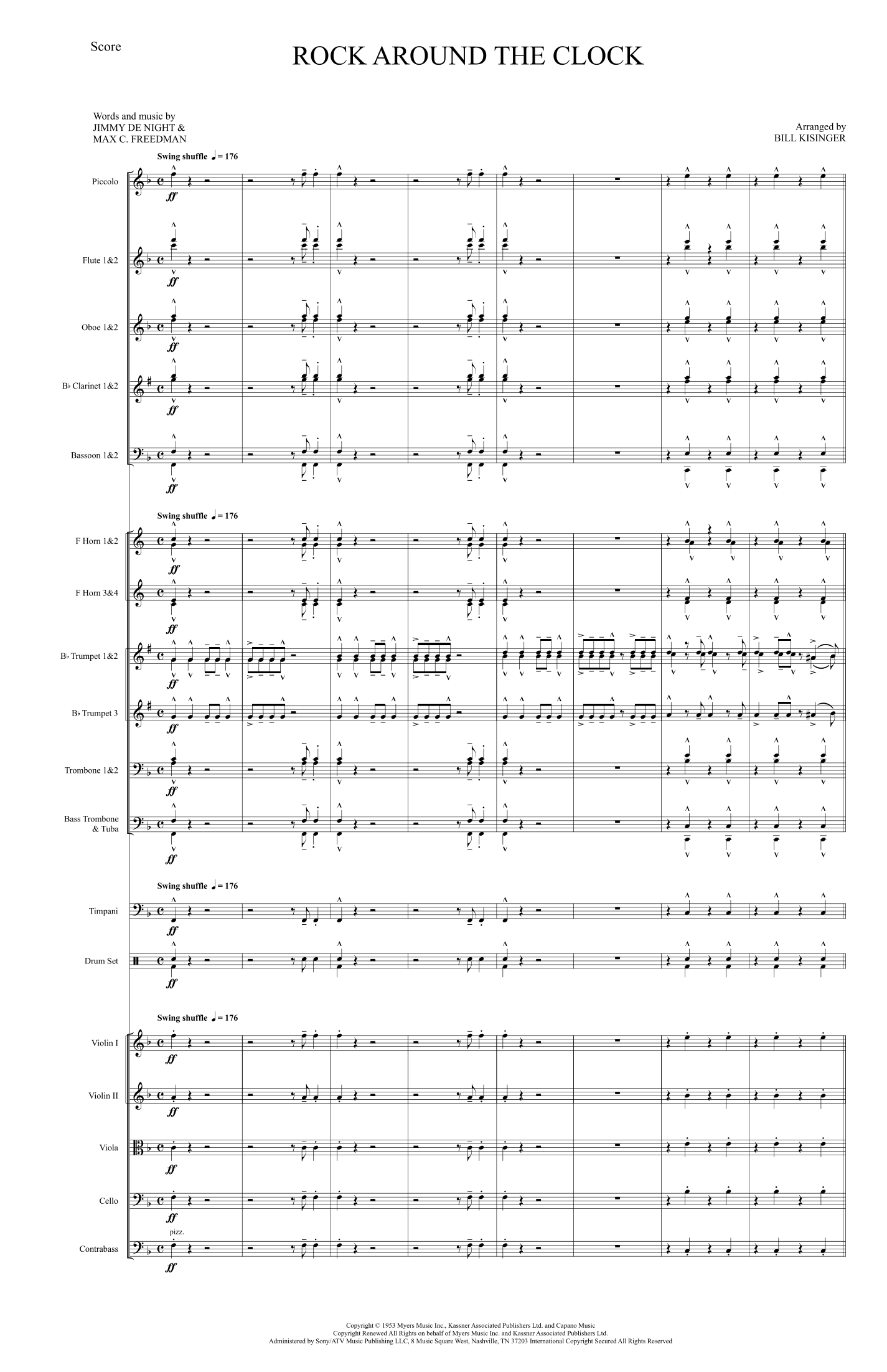 Rock Around The Clock (arr. Bill Kisinger) by Bill Haley & His Comets Full Orchestra