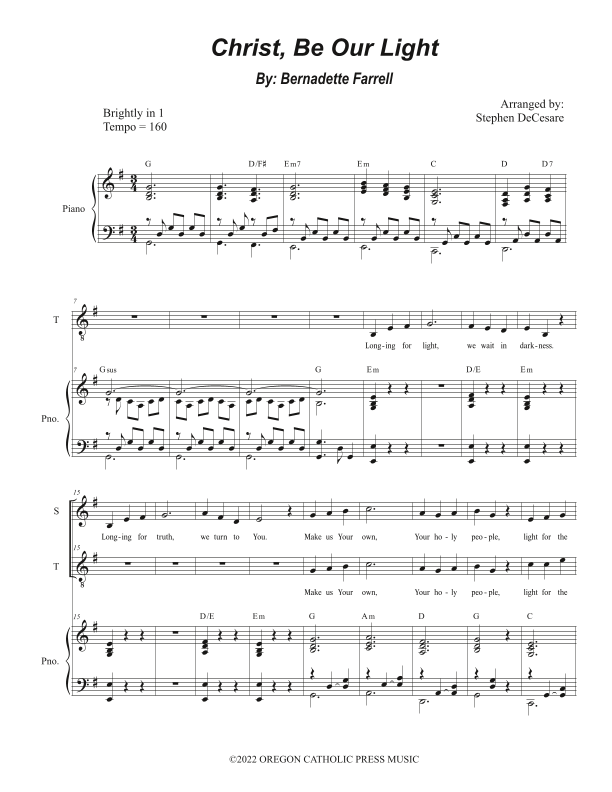 Christ, Be Our Light Sheet Music Bernadette Farrell Piano & Vocal Christ, Be Our Light Sheet Music Bernadette Farrell Piano & Vocal