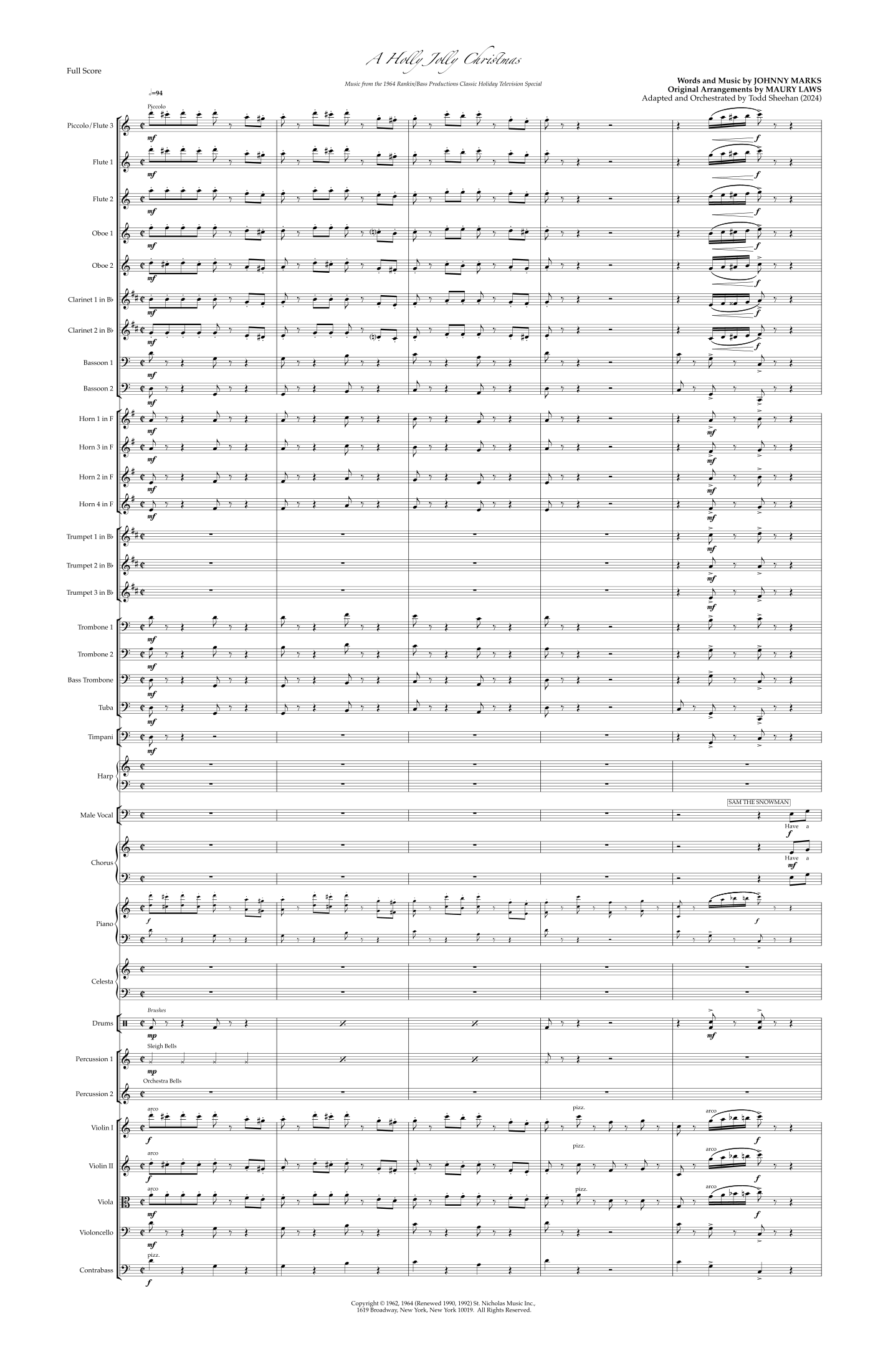A Holly Jolly Christmas (arr. Todd Sheehan) by Burl Ives Full Orchestra