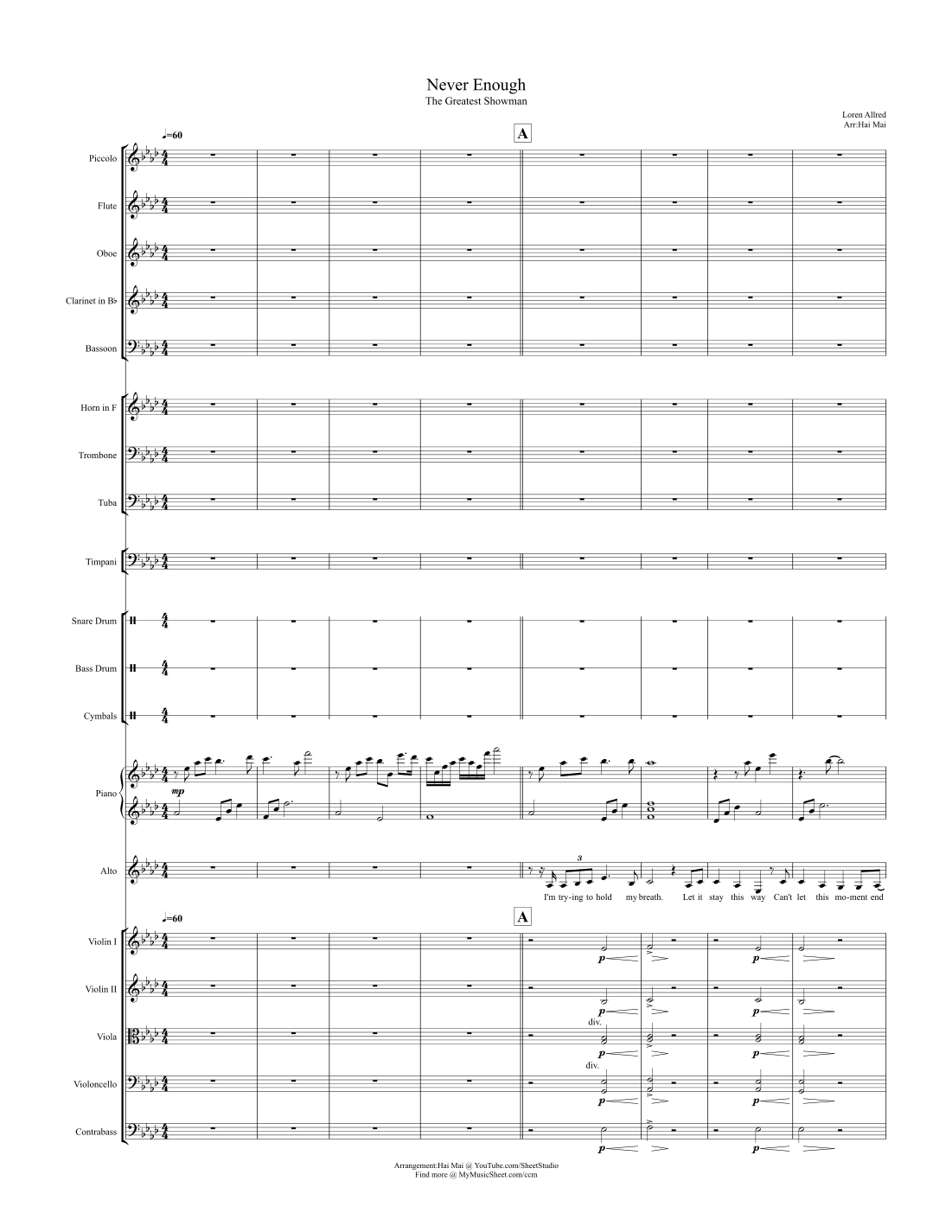 Never Enough (arr. Hai Mai) by Boyce Avenue 管弦乐总谱 - 预览