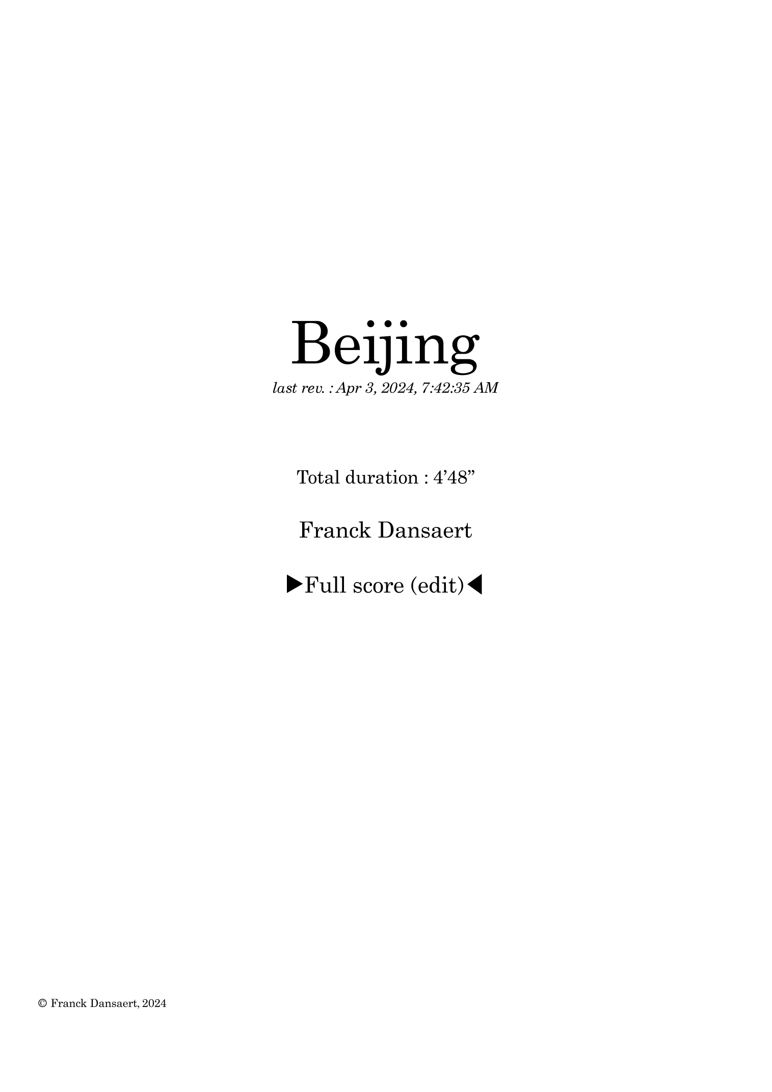 Beijing - Score Only by Franck Dansaert Full Orchestra