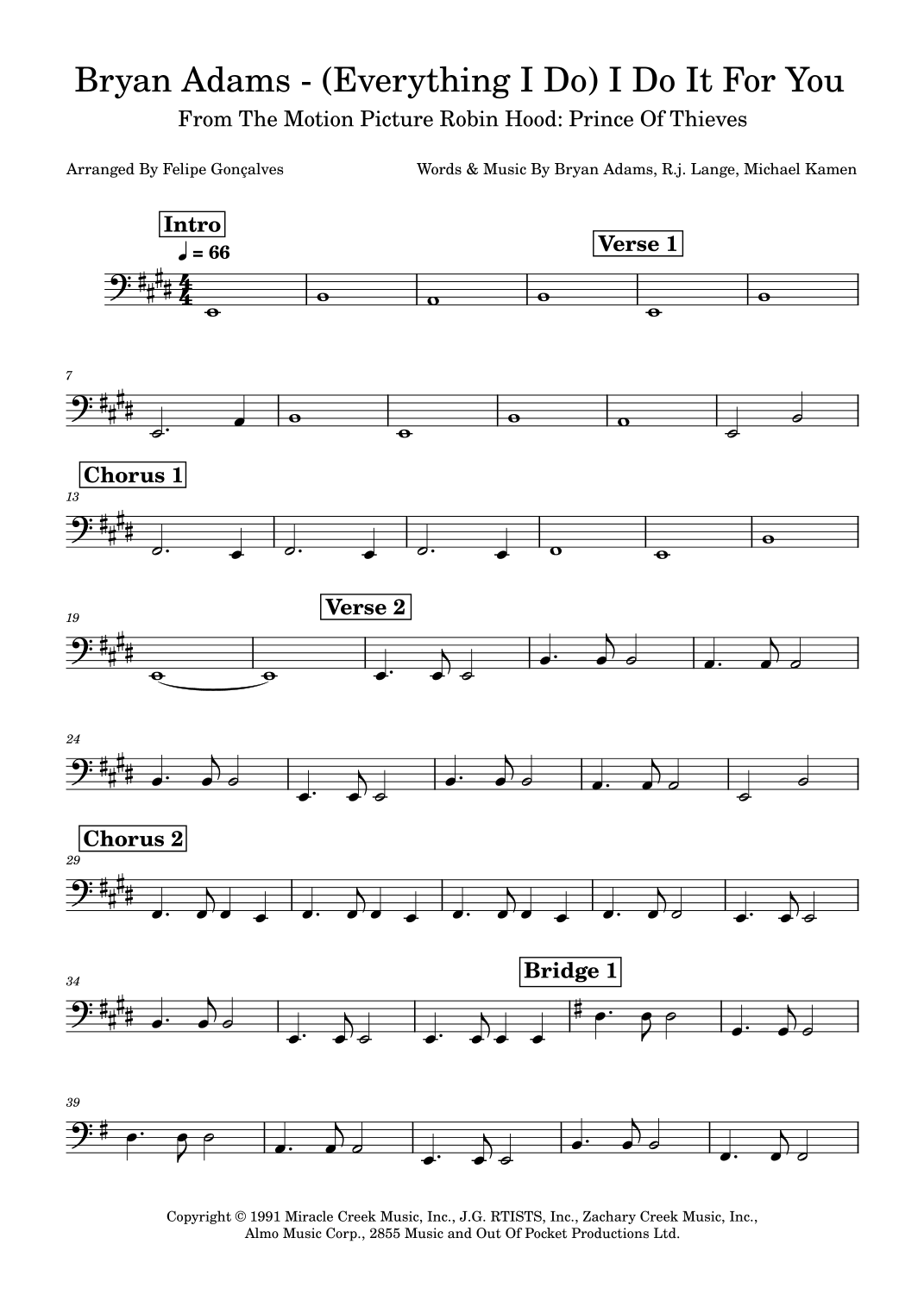 (Everything I Do) I Do It For You by Bryan Adams Sheet Music for ...