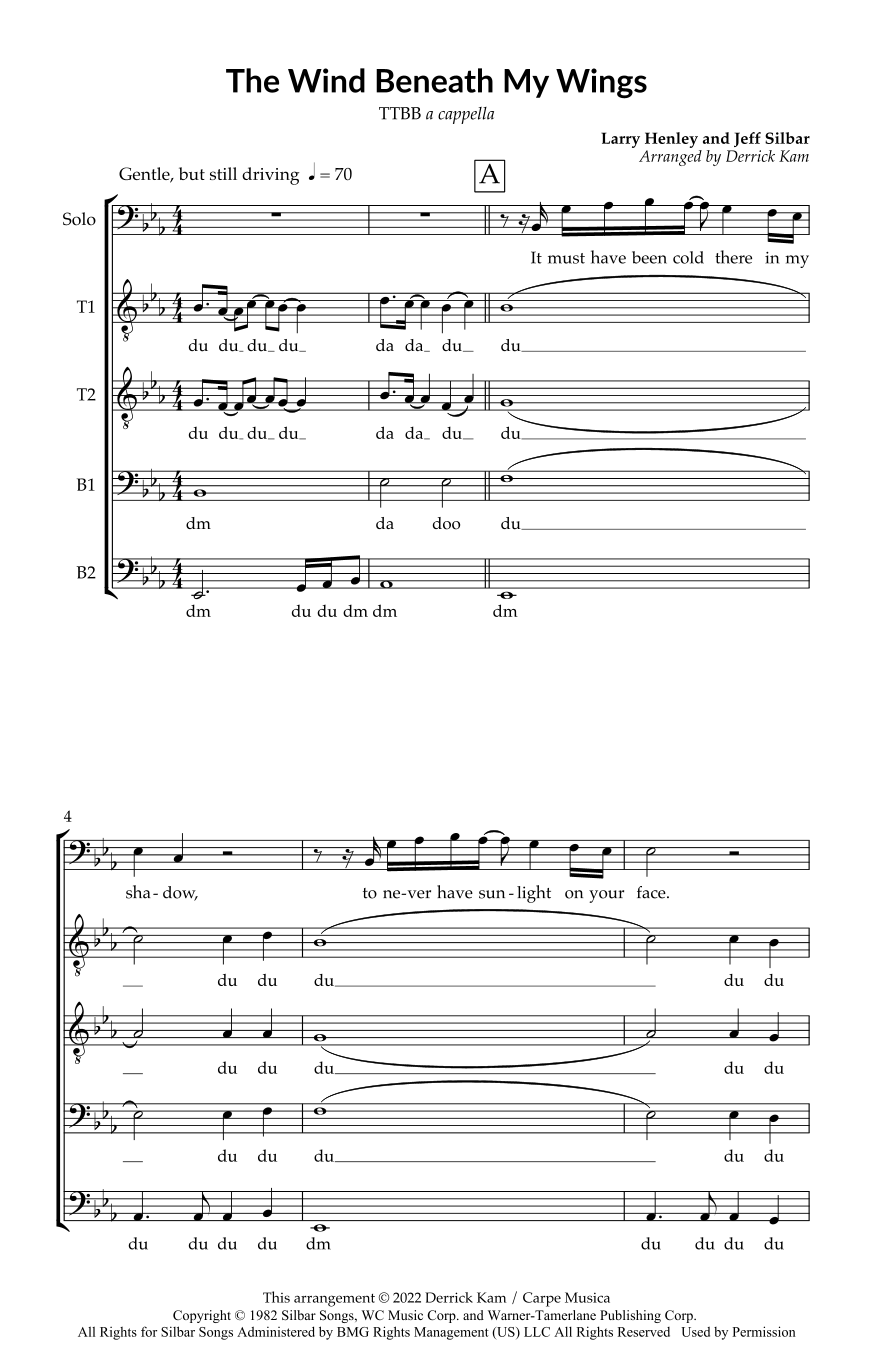 The Wind Beneath My Wings (arr. Derrick Kam) by Bette Midler Sheet