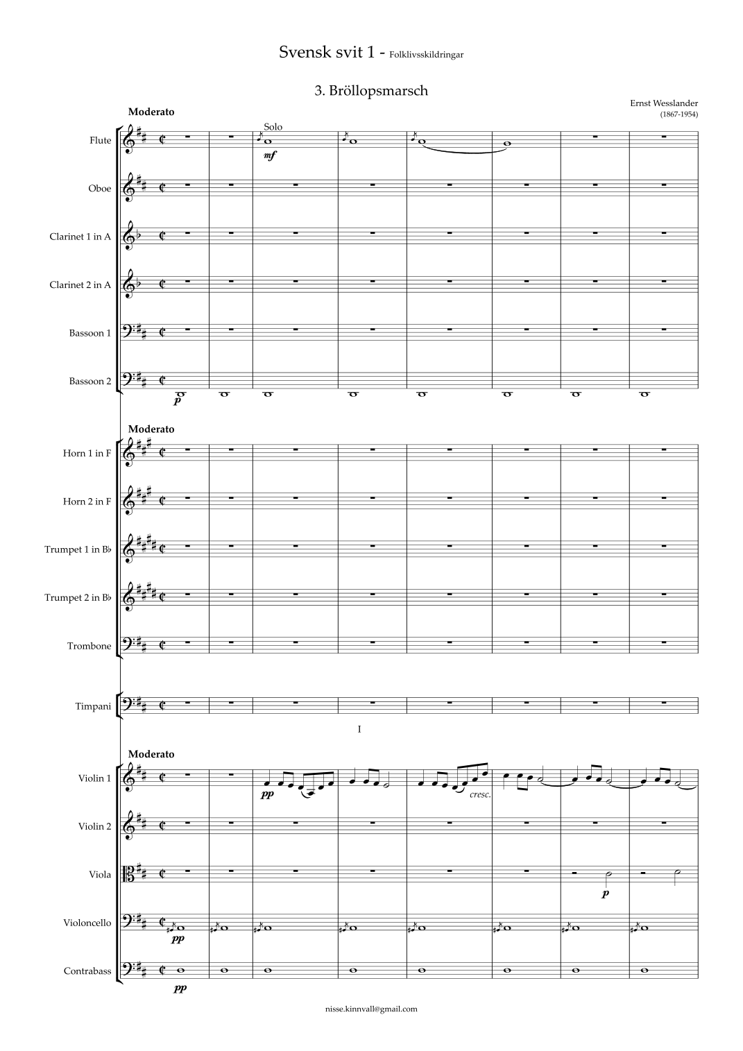 Svensk svit 1, 3. Bröllopsmarsch by Ernst Wesslander 管弦乐团 - 预览