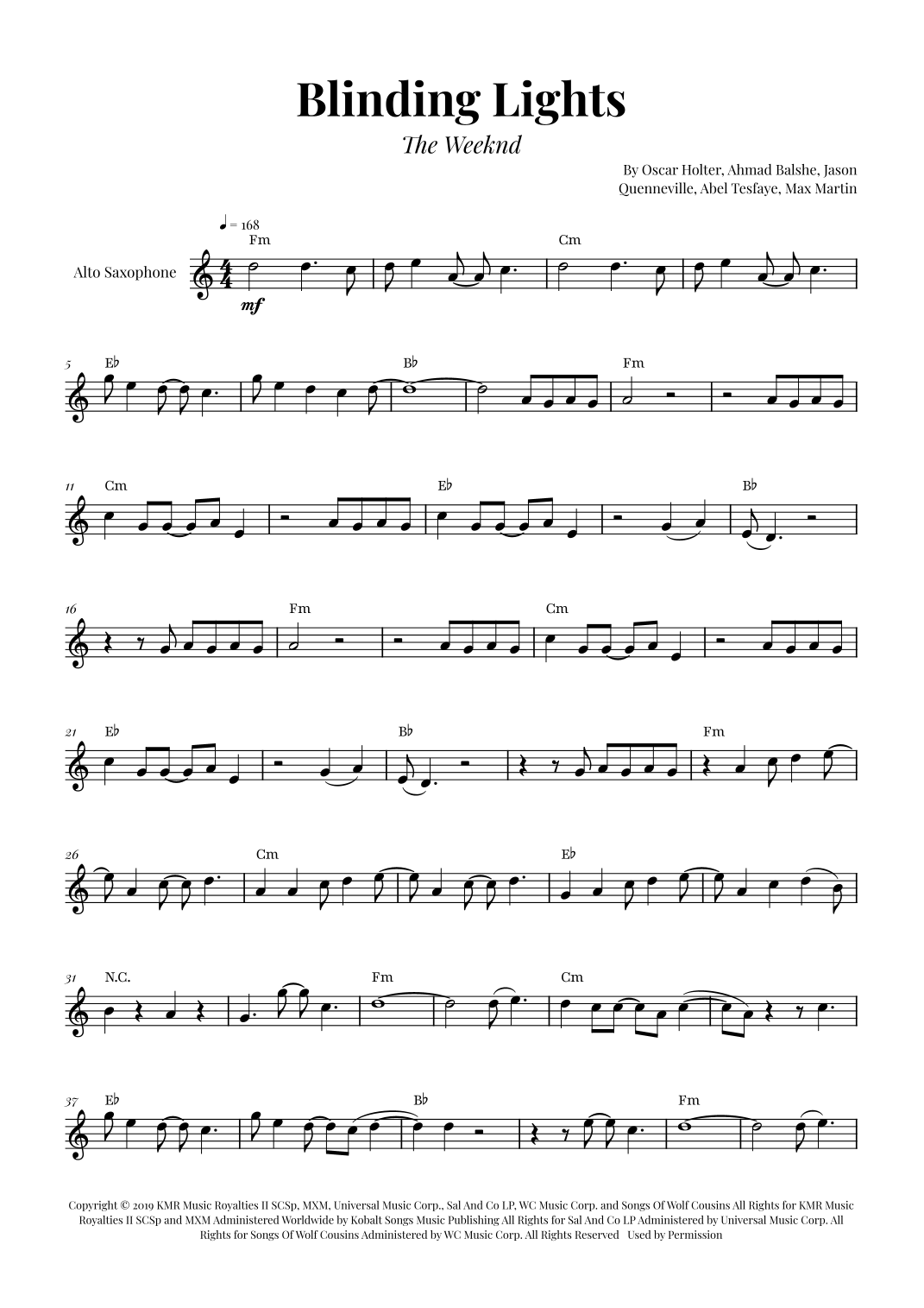 Blinding Lights (arr. Glauco Fernandes) by The Weeknd Sheet Music for ...