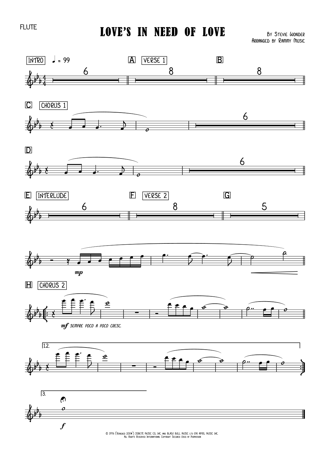【史蒂夫·汪达《今日之爱需要爱》(Rammy Music改编)管弦乐总谱】Love's In Need Of Love Today (arr. Rammy Music) by Stevie Wonder Full Orchestra PDF乐谱下载