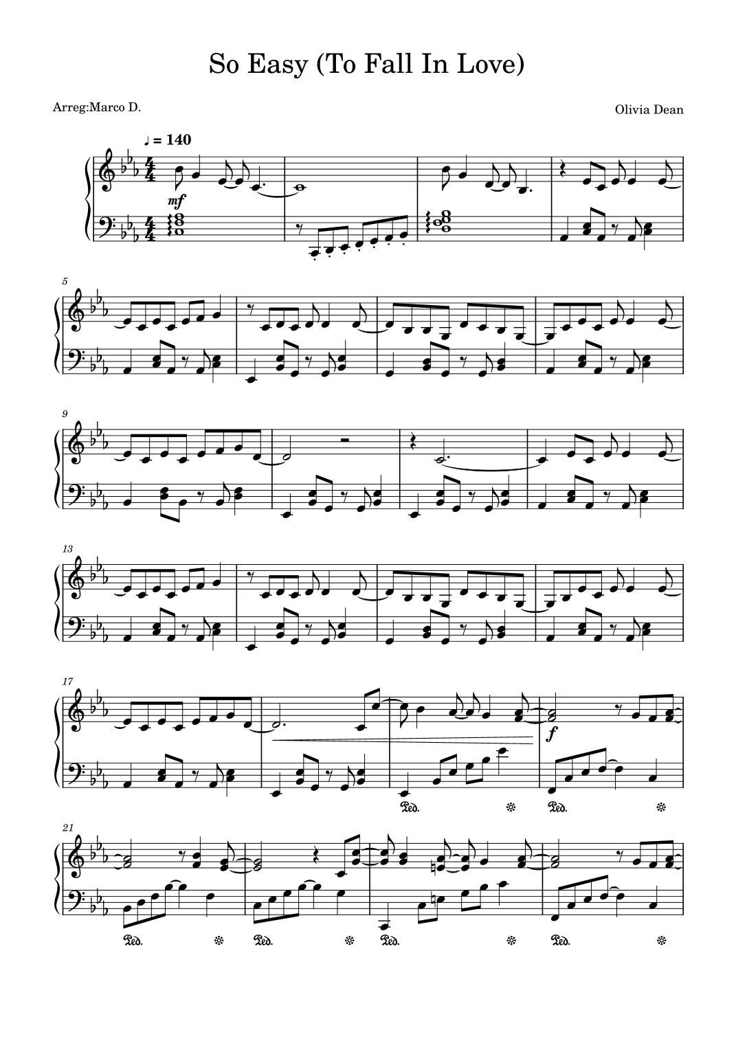 Partition Fall So Easy (To Fall In Love) (arr. Marco D.) par Olivia Dean Partitions ...