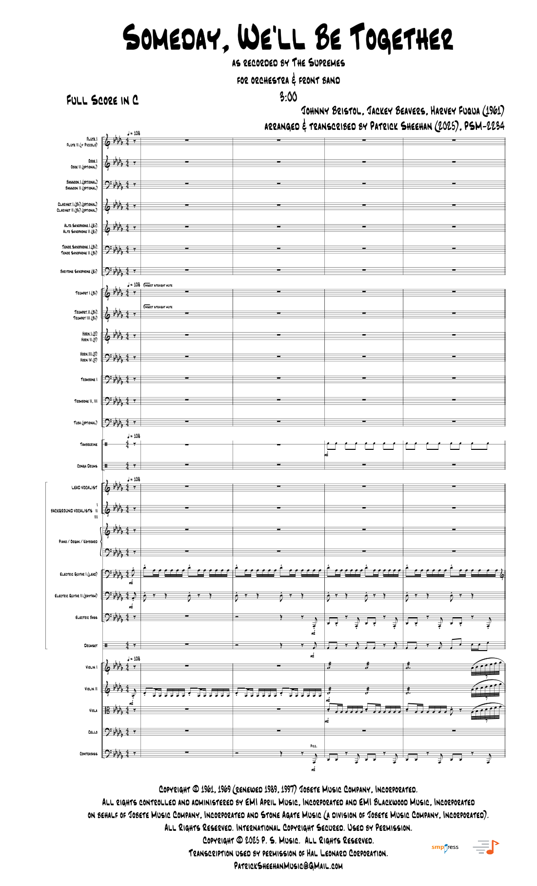 Someday We'll Be Together (arr. Patrick Sheehan) by Diana Ross & The Supremes Full Orchestra