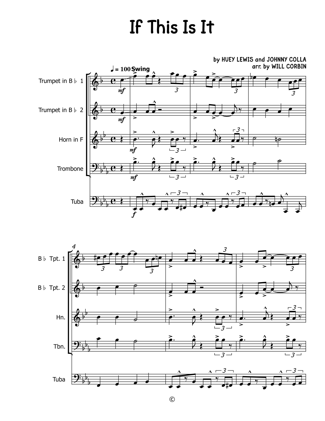 If This Is It (arr. Will Corbin) by Huey Lewis Sheet Music for Brass ...