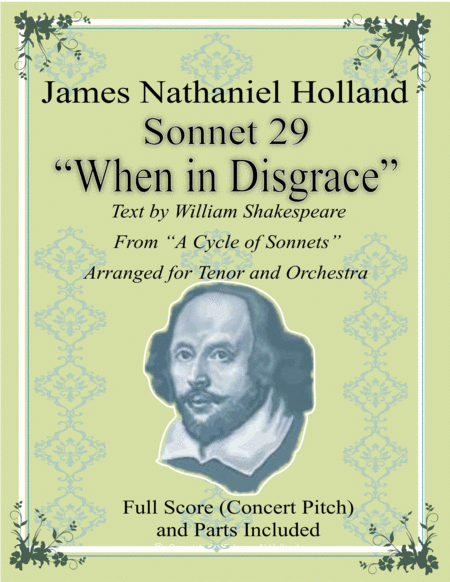 Sonnet 29 "When in Disgrace with Fortune and Men's Eyes" Art Song for Tenor and Orchestra by James Nathaniel Holland Full Orchestra