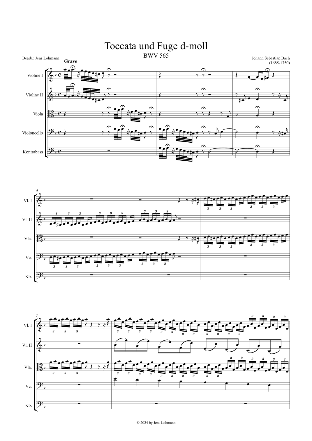 Toccata And Fugue In D Minor BWV 565 Toccata Und Fuge In D moll arr 