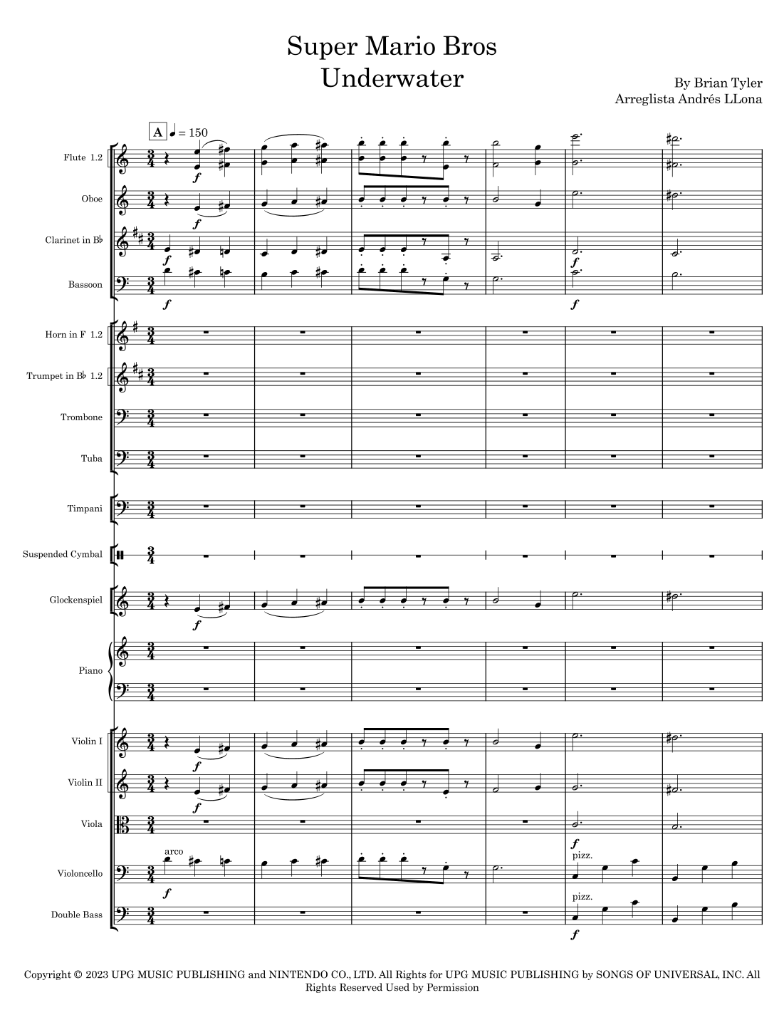 Super Mario Bros. Opus (arr. Andrés LLona) by Brian Tyler Full Orchestra