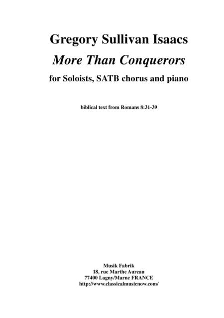 Gregory Sullivan Isaacs: More Than Conquerors for SATB soli, SATB chorus and piano Digital Sheet Music