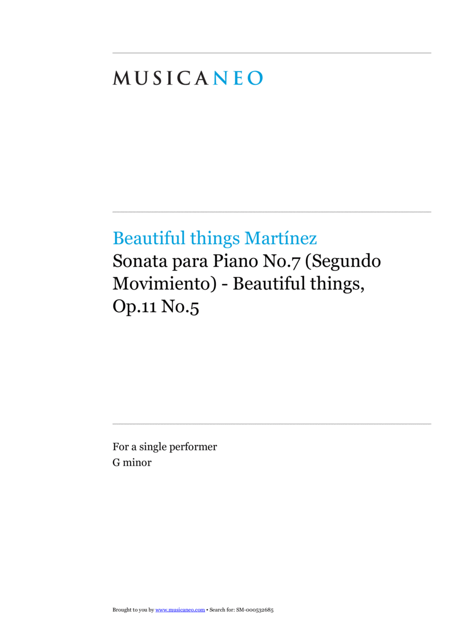 Sonata para Piano No.7 (Segundo Movimiento)-Beautiful things Op.11 No.5 Digital Sheet Music