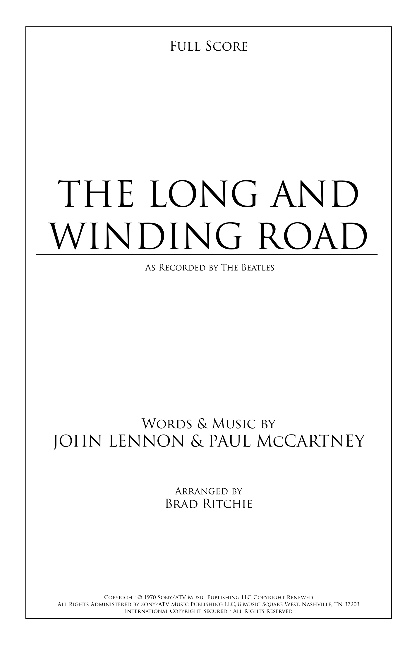 The Long And Winding Road (arr. Brad Ritchie) by The Beatles 管弦乐团全谱 - 预览