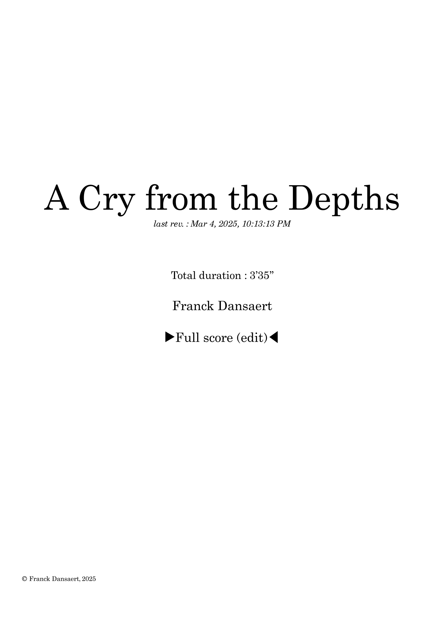 A Cry from the Depths - Score Only by Franck Dansaert Full Orchestra