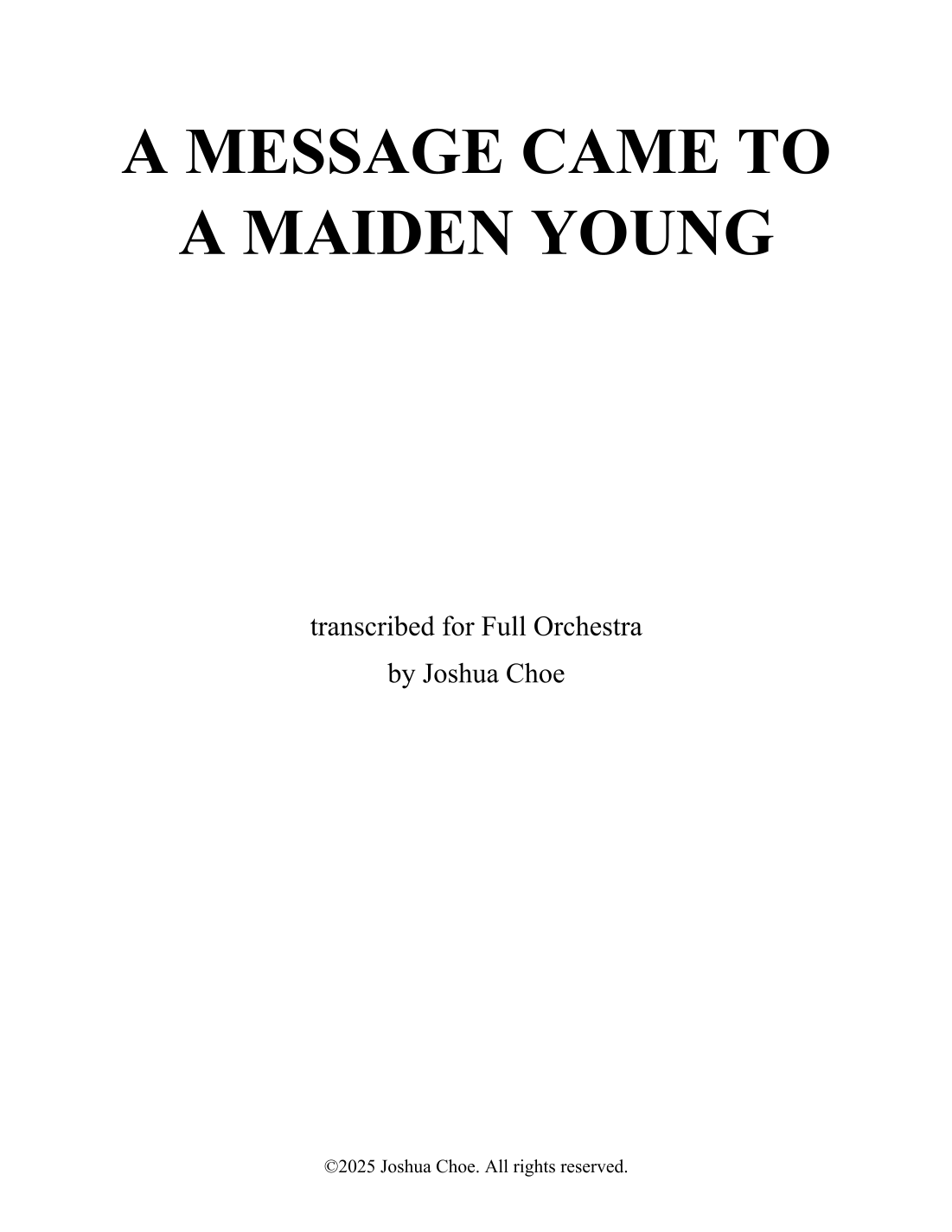 A Message Came to a Maiden Young (arr. Joshua Choe) by Traditional 管弦乐团 - 预览