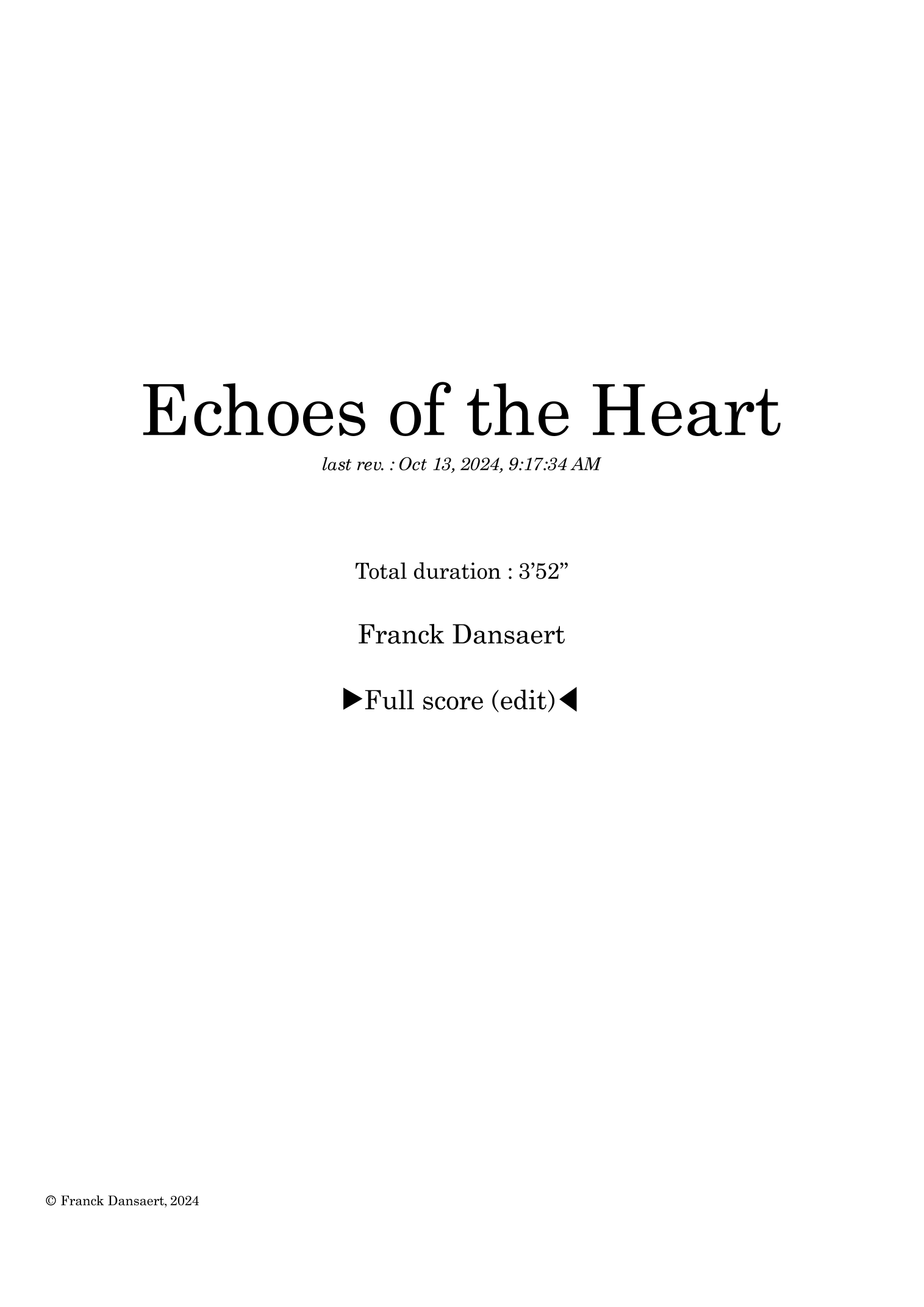 Echoes of the Heart - 仅总谱 by Franck Dansaert 管弦乐团 - 预览