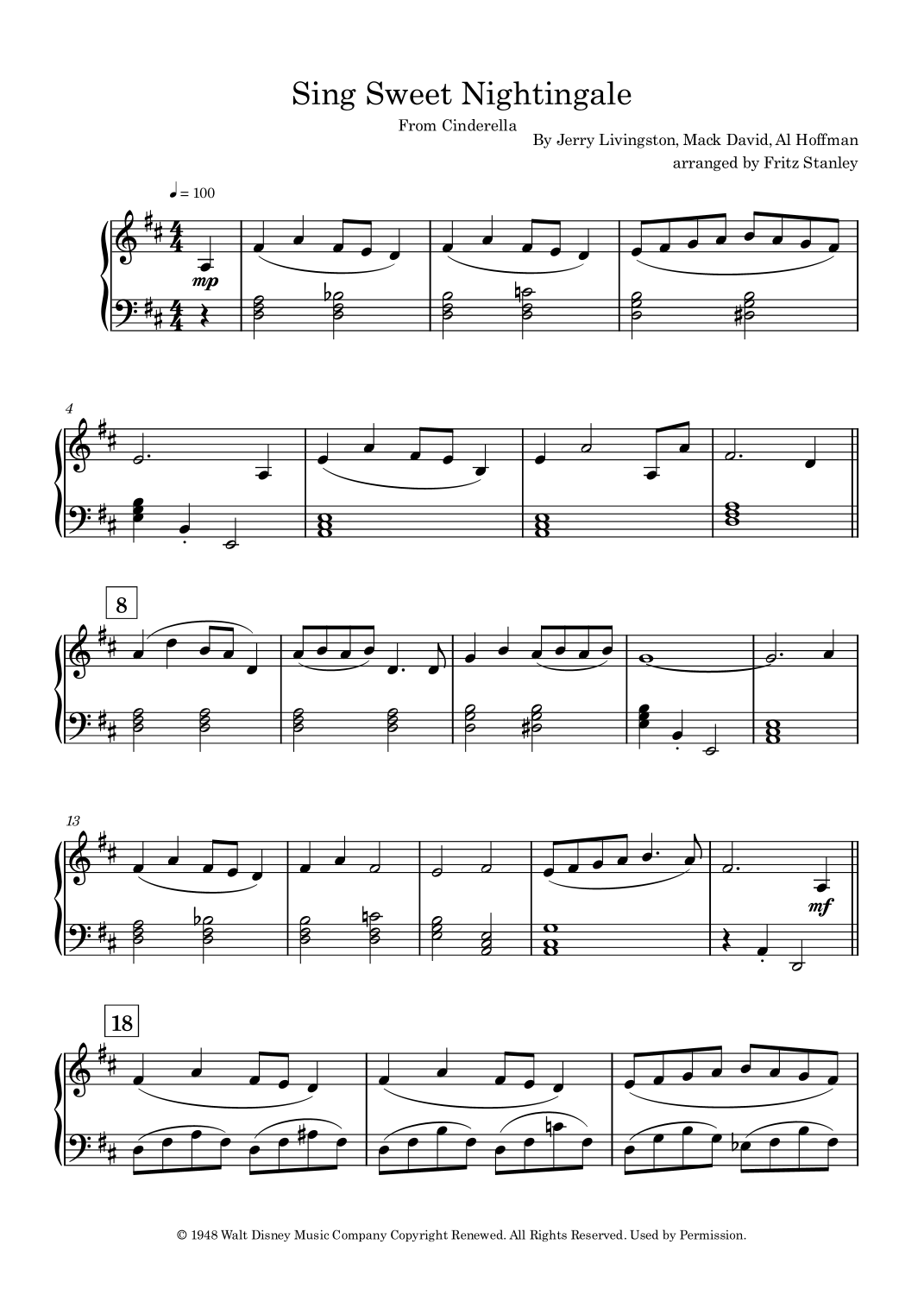 Oh, Sing Sweet Nightingale (arr. Fritz Stanley) by Jerry Livingston