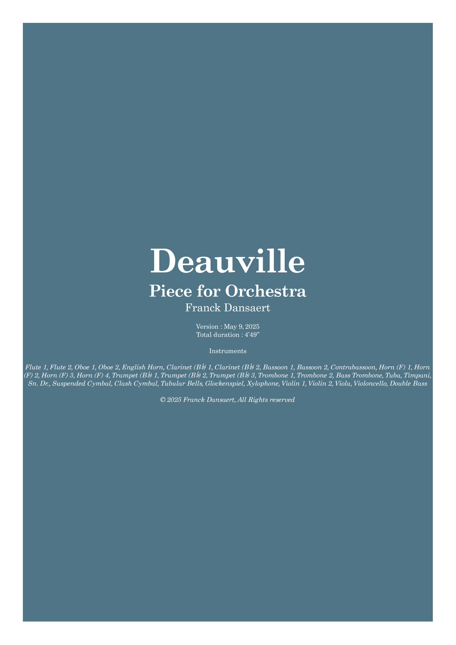 Deauville - Score Only by Franck Dansaert Full Orchestra