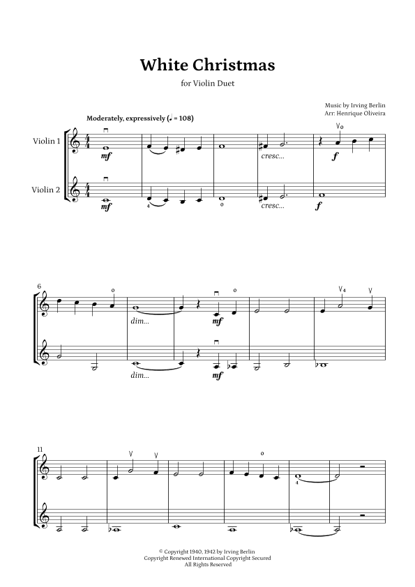 White Christmas (arr. Henrique Oliveira) by Bing Crosby Sheet Music for ...