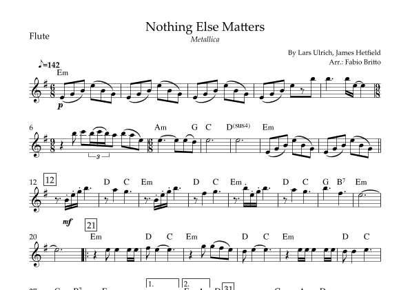 Nothing Else Matters - Spartito Per Chitarra Con Tablatura - Metallica - Nuovo