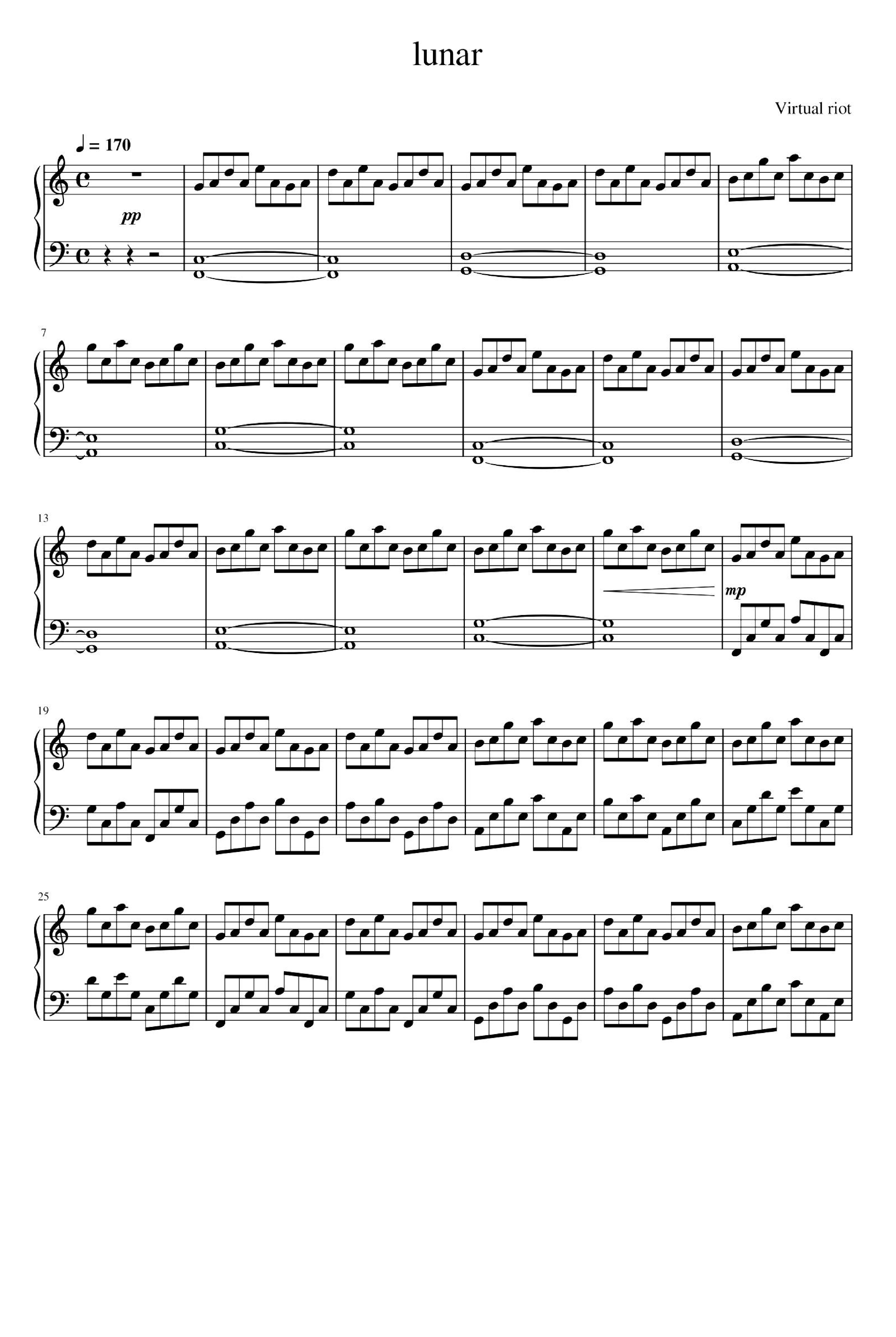 Virtual Riot Lunar Lunar (arr. Virtual Riot) by Virtual Riot Sheet Music for Piano Solo at ...