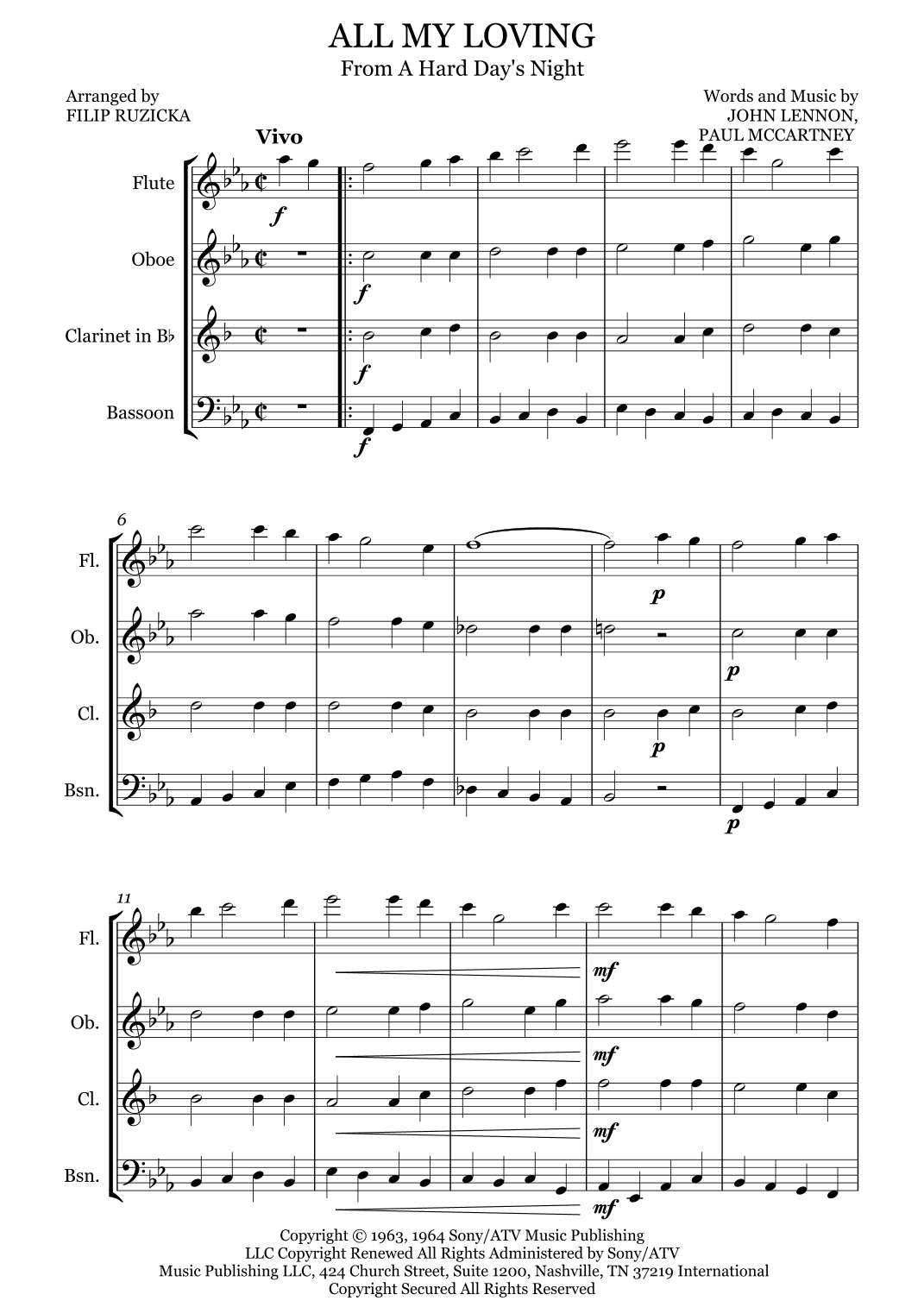 All My Loving (arr. Filip Ruzicka) by The Beatles Sheet Music for ...