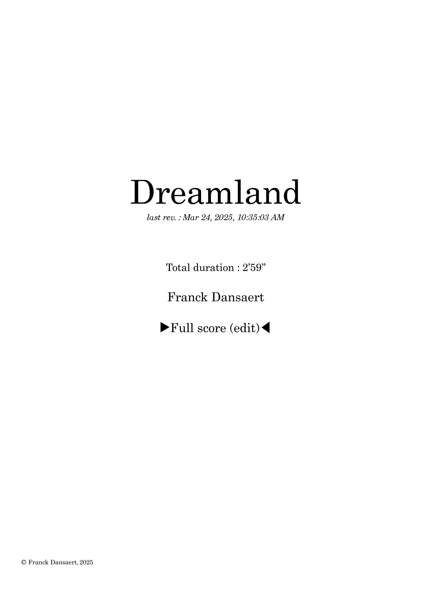 Dreamland - 仅总谱(Franck Dansaert 作曲,管弦乐团)- 预览