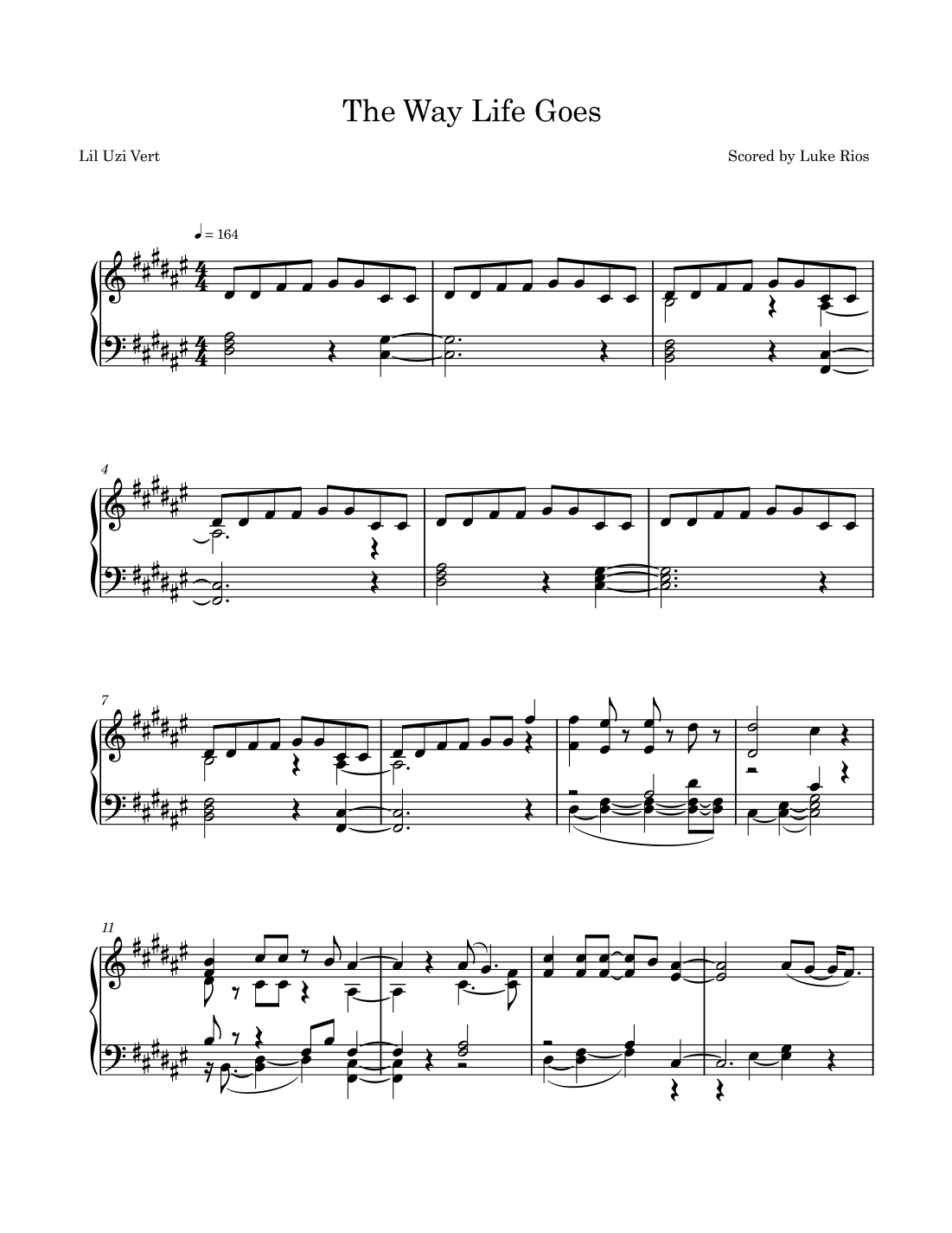 Luke Rios The Way Life Goes by Lil Uzi Vert Sheet Music for Piano Solo (arr. Luke ...