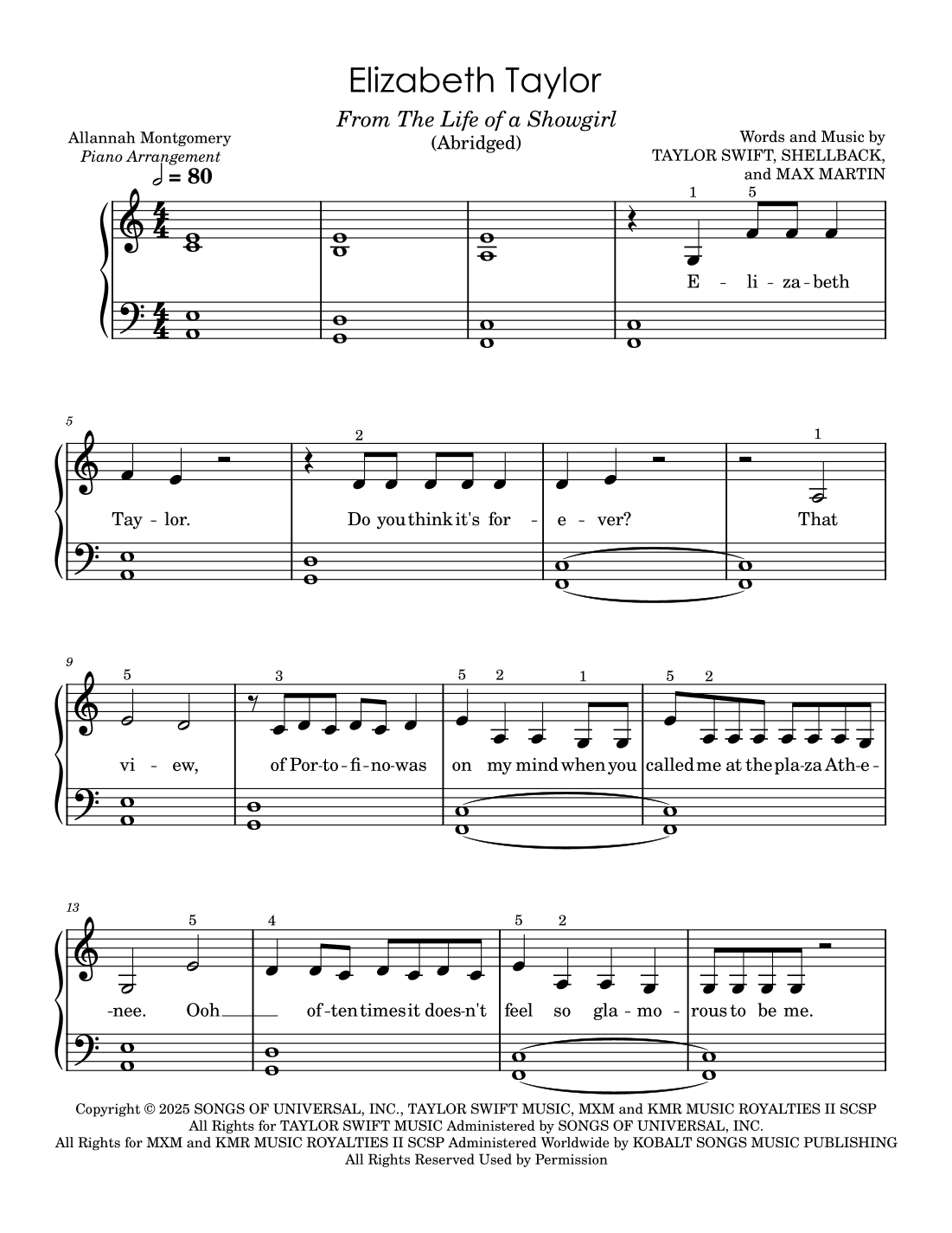 Elizabeth Taylor (arr. Morgan Brook Alm and Kyle James Alm) by