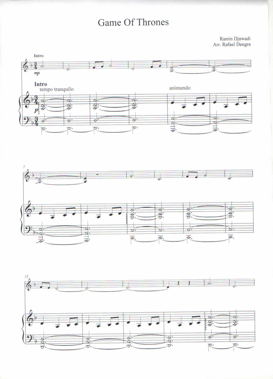 Game Of Thrones Sheet Music | Ramin Djawadi | Violin and Piano