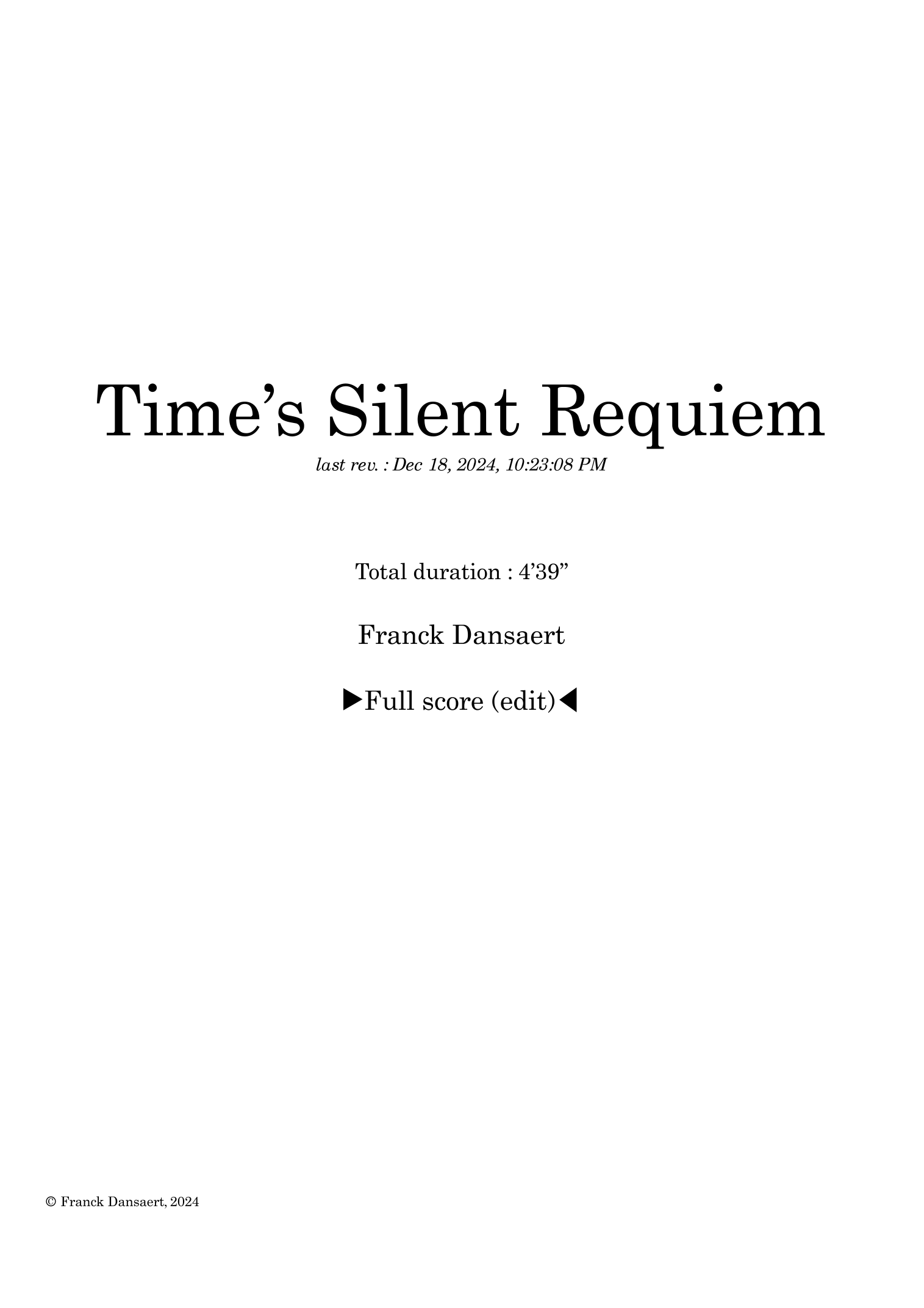 Time's Silent Requiem - Score Only by Franck Dansaert Full Orchestra