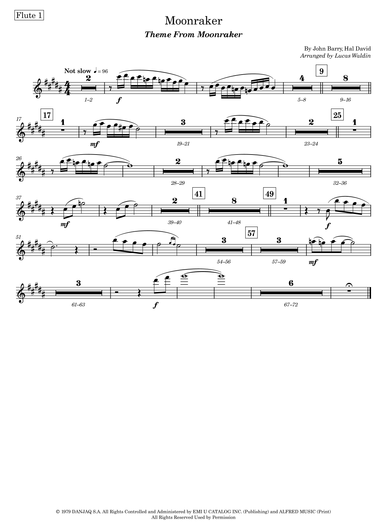 【雪莉·贝西《太空城》（卢卡斯·瓦尔丁改编）管弦乐总谱】Moonraker (arr. Lucas Waldin) by Shirley Bassey Full Orchestra PDF乐谱下载